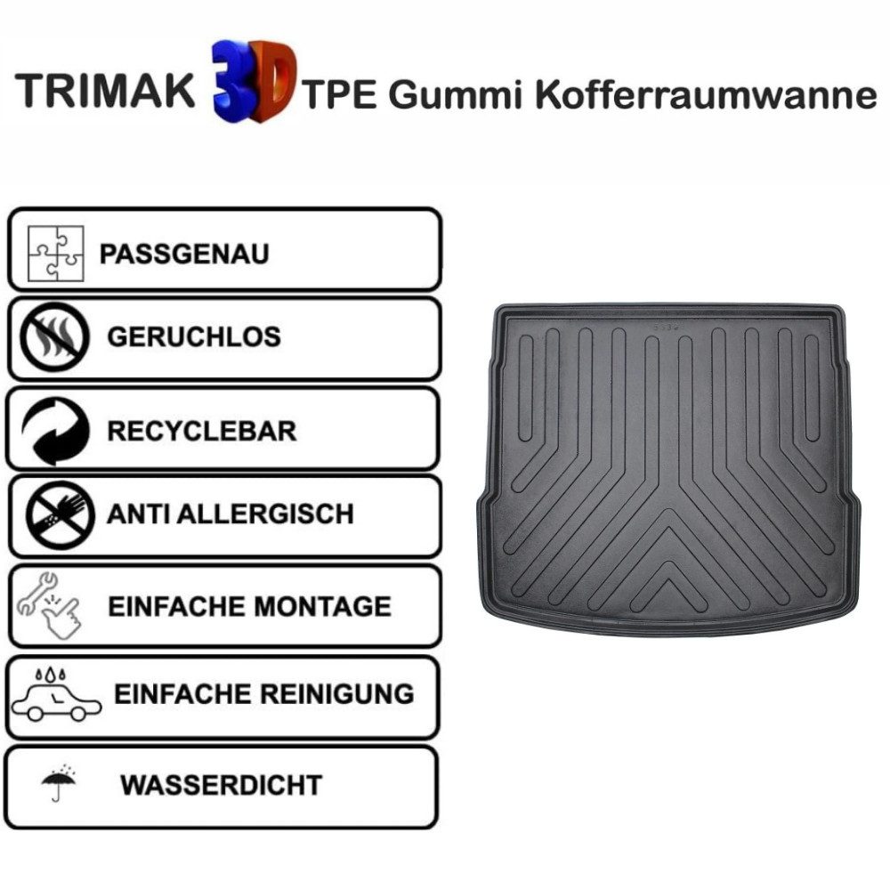 Trimak Passform-Fußmatten Oder Kofferraumwanne Oder Set kompatibel mit Audi Q5, Audi Q5 FY 2017-2024 Gummimatten Auto & Kofferraummatte TPE