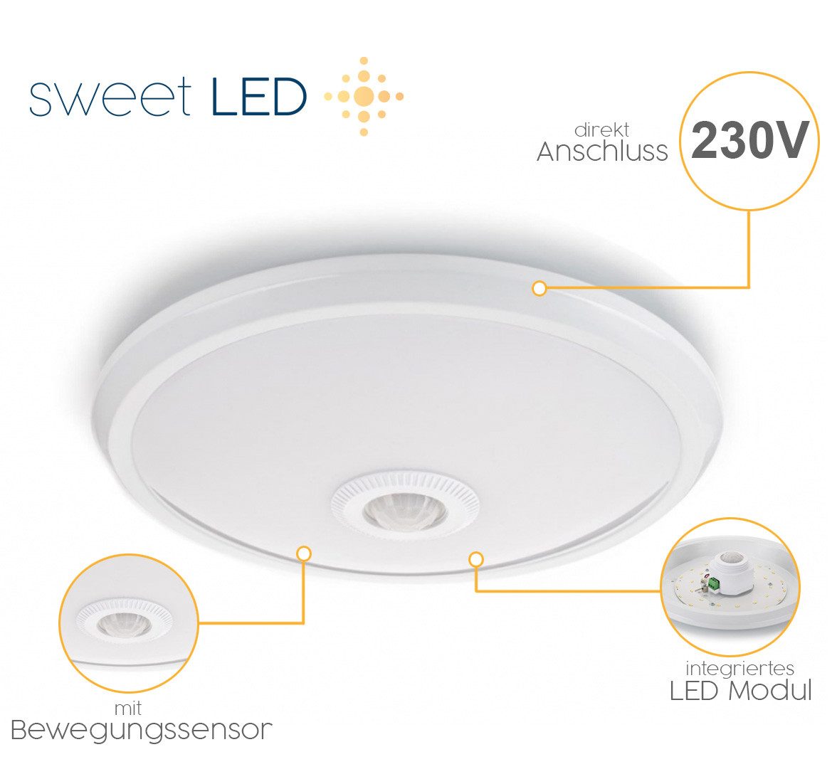 Sweet LED Deckenleuchten Bewegungsmelder weiß - LED fest integriert 12W 850 günstig online kaufen
