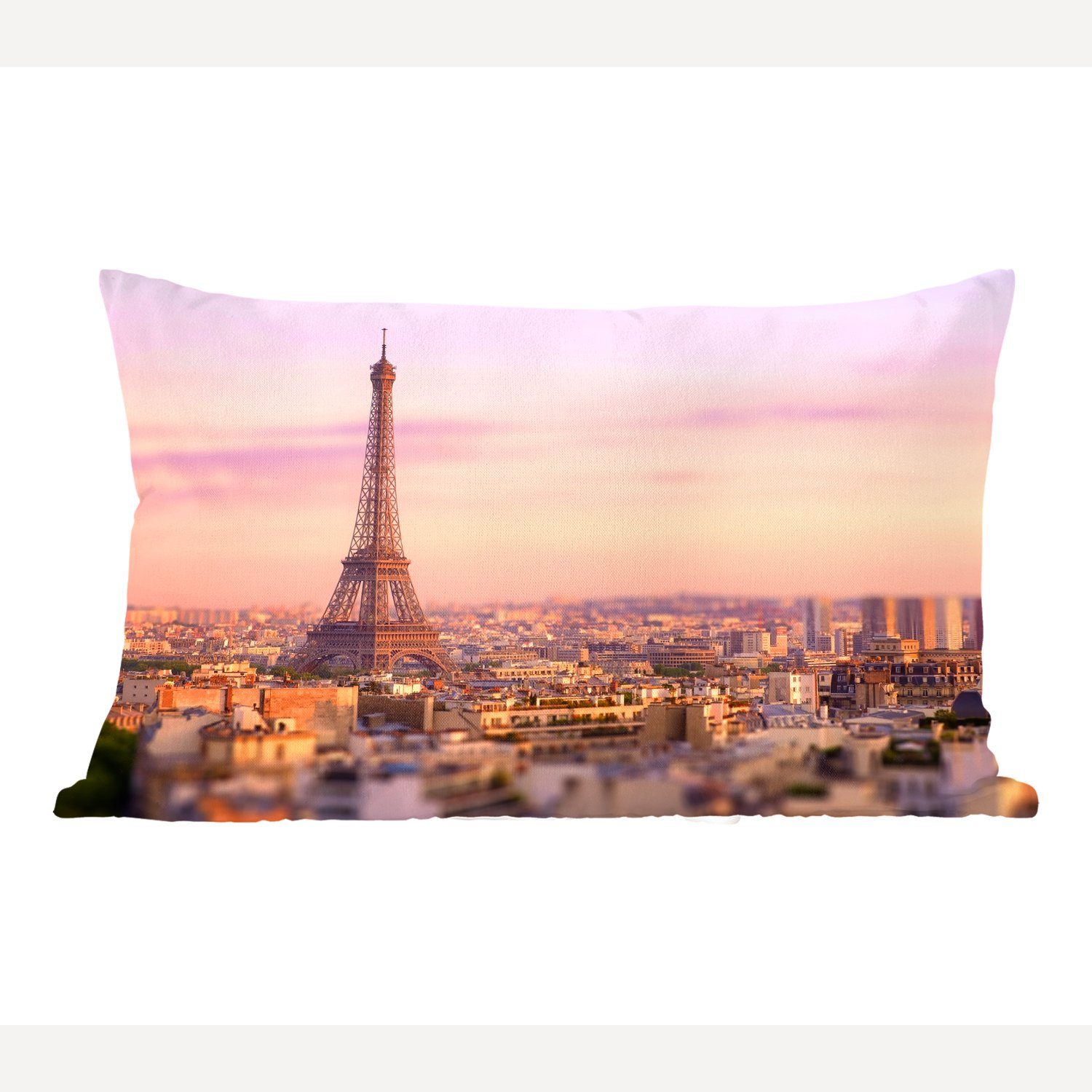 MuchoWow Dekokissen Blick Eiffelturm, Schlafzimmer Füllung, mit Dekokissen Wohzimmer Paris aufragenden dem mit Zierkissen, Dekoration, über darüber
