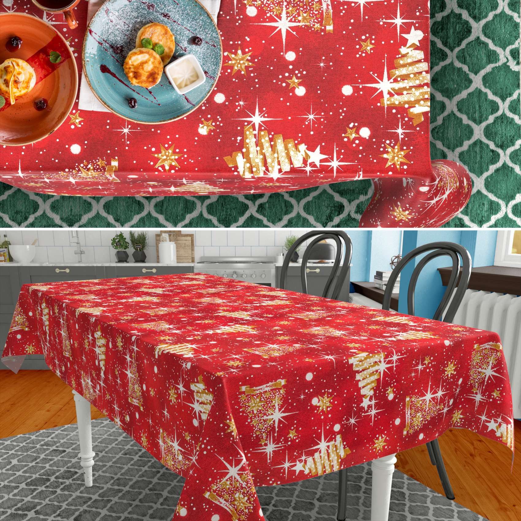 ANRO Tischdecke abwaschbar mit Motiv schmutzabweisend Stoff-Wachstuch 2.0 ( günstig online kaufen