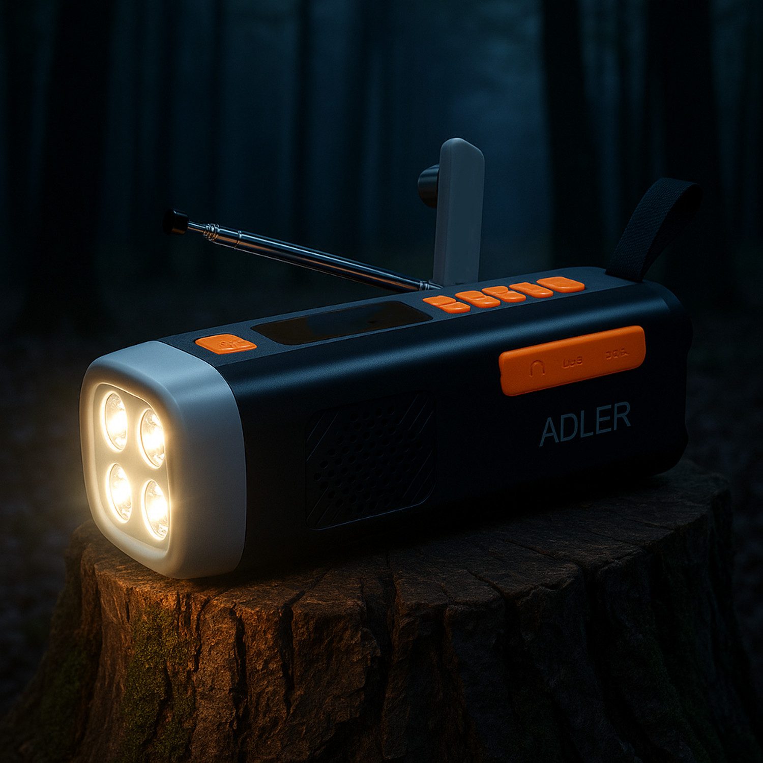 Adler AD 1920 Notfallradio (Kurbel und Powerbank, Bluetooth 5.0, 4-W-LED-Taschenlampe)