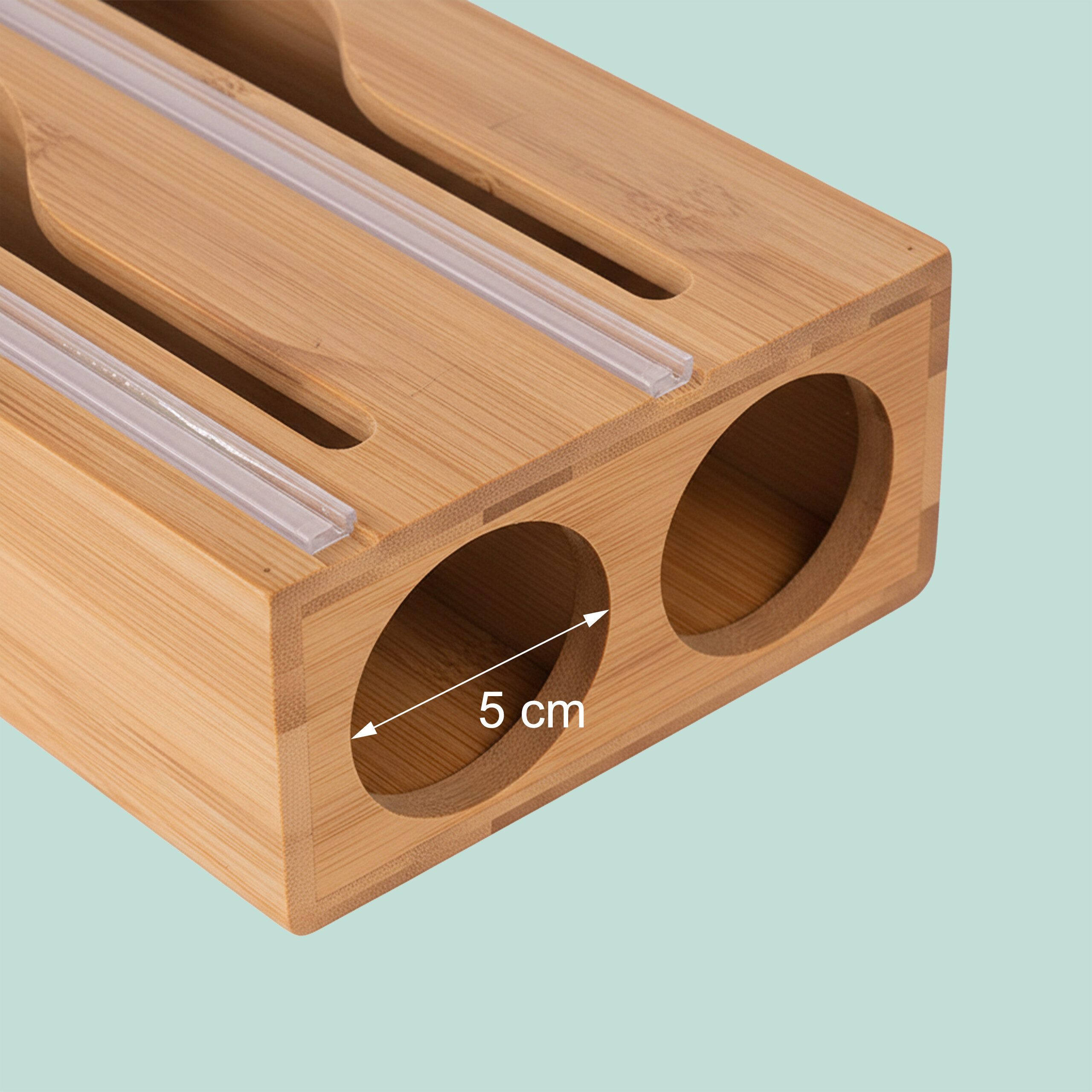 relaxdays Folienspender aus Bambus, 2