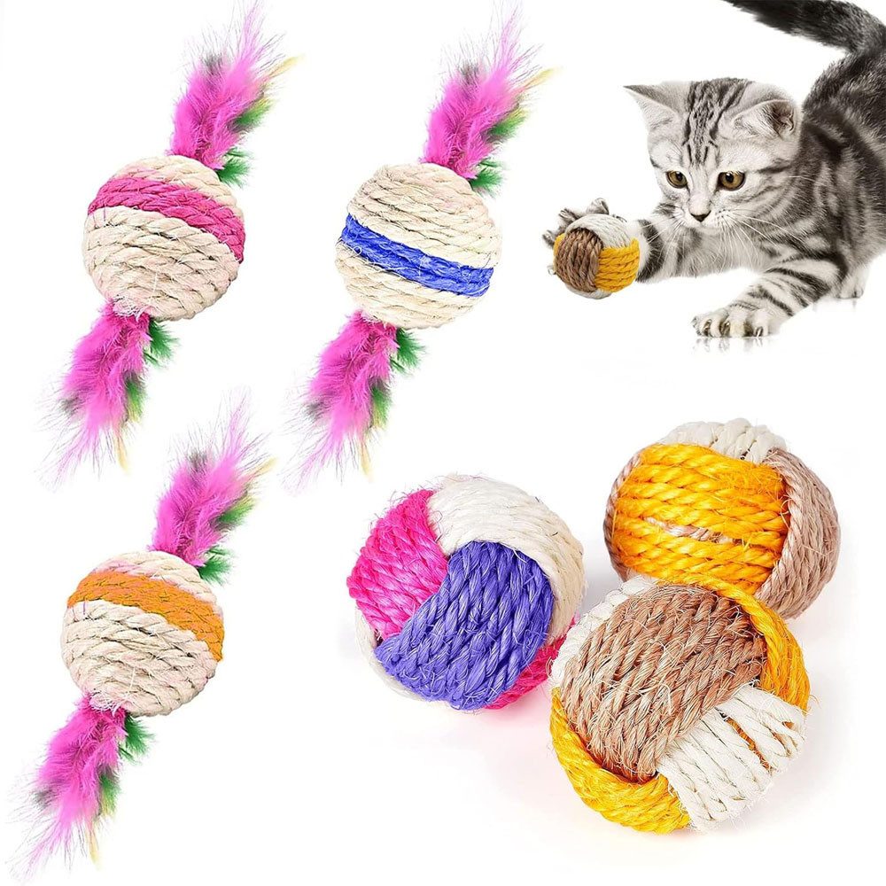 AFKSMILE Tier-Beschäftigungsspielzeug Interaktives Katzenball Katzenspielzeug, 6 Stücke Katzen Ball, Haustier Katzen Spielzeug Bälle, Umweltfreundliche Kätzchen Bälle