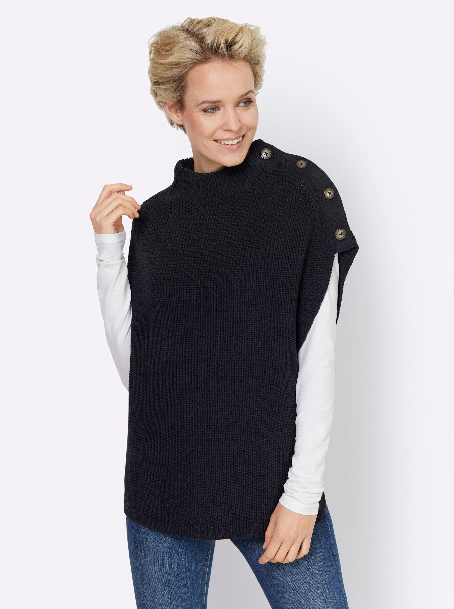 heine Pullunder marine | Stehkragenpullover