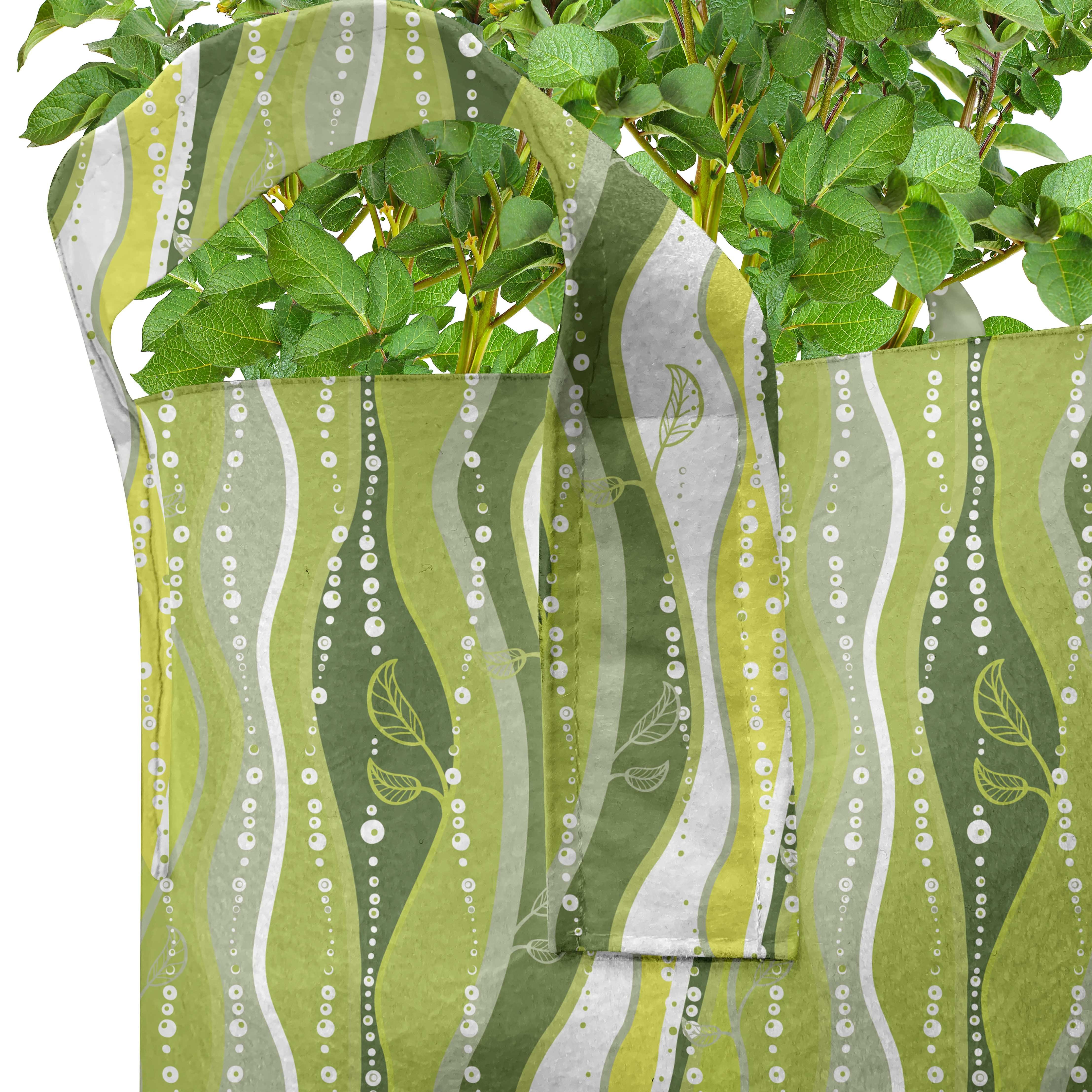 Digital-Blatt-Linien Pflanzkübel für Retro Abakuhaus hochleistungsfähig mit Stofftöpfe Griffen Pflanzen,