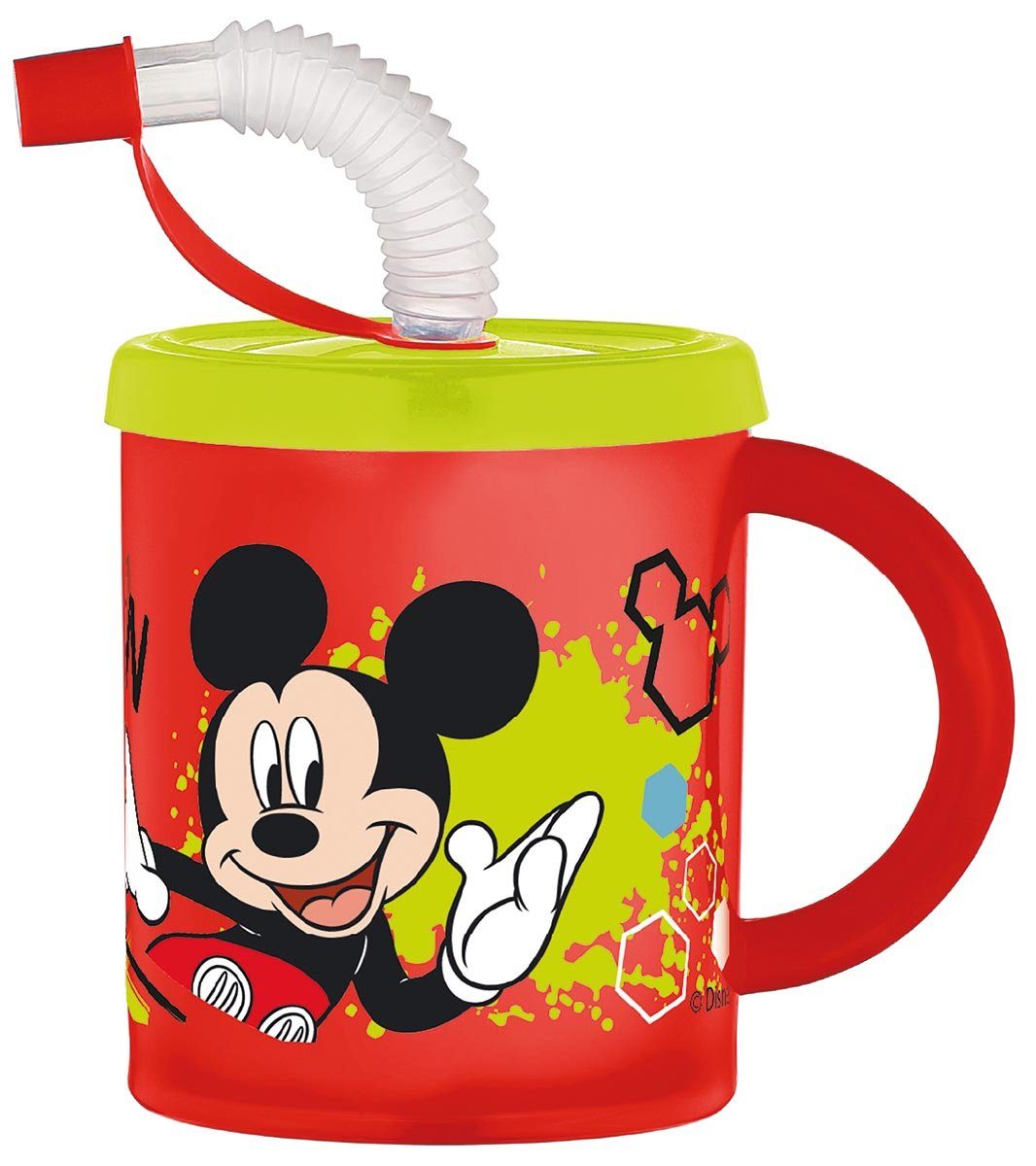 Geda Labels GmbH Trinklernbecher Mickey mit Strohhalm, 1-tlg., PP, Rot, 210ml, spülmaschinengeeignet