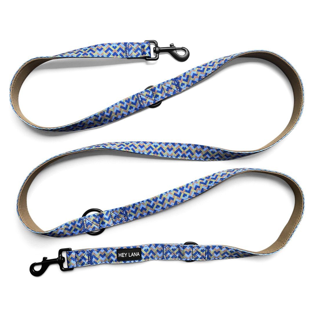 Hey Lana Hundeleine Multifunktionsleine - Mocca/Blau - 230cm