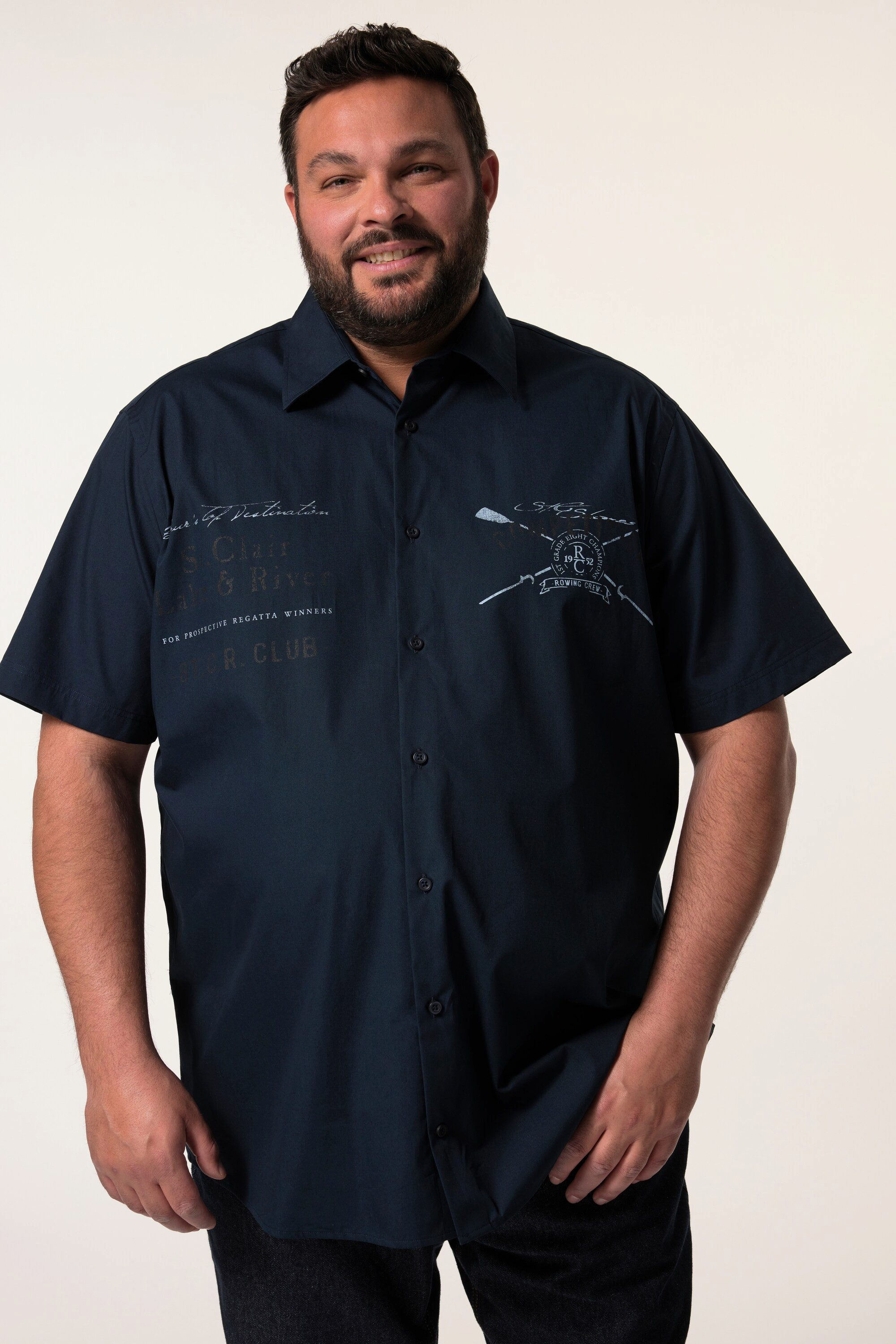 Kurzarmhemd Men+ Hemd Halbarm Kentkragen Print Comfort Fit