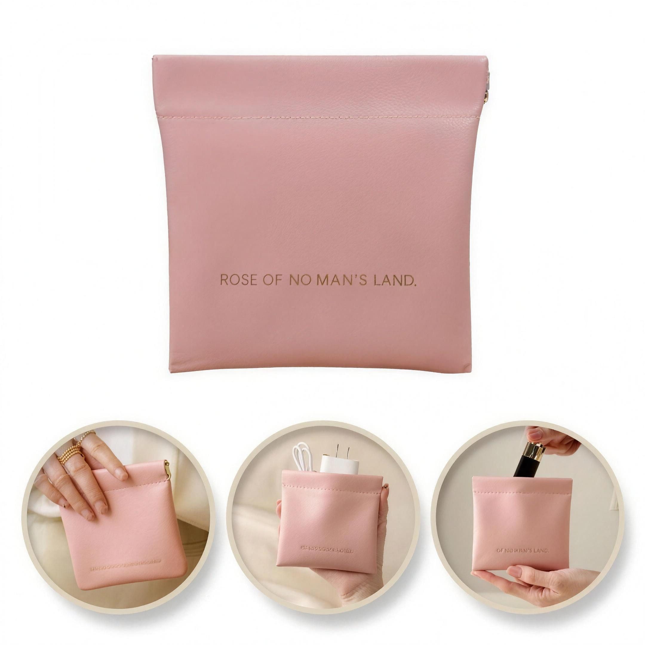 H-basics Kosmetiktasche Tampon Binden Etui 13x13 cm Rosa Snap-Verschluss – Bild 3 von 5