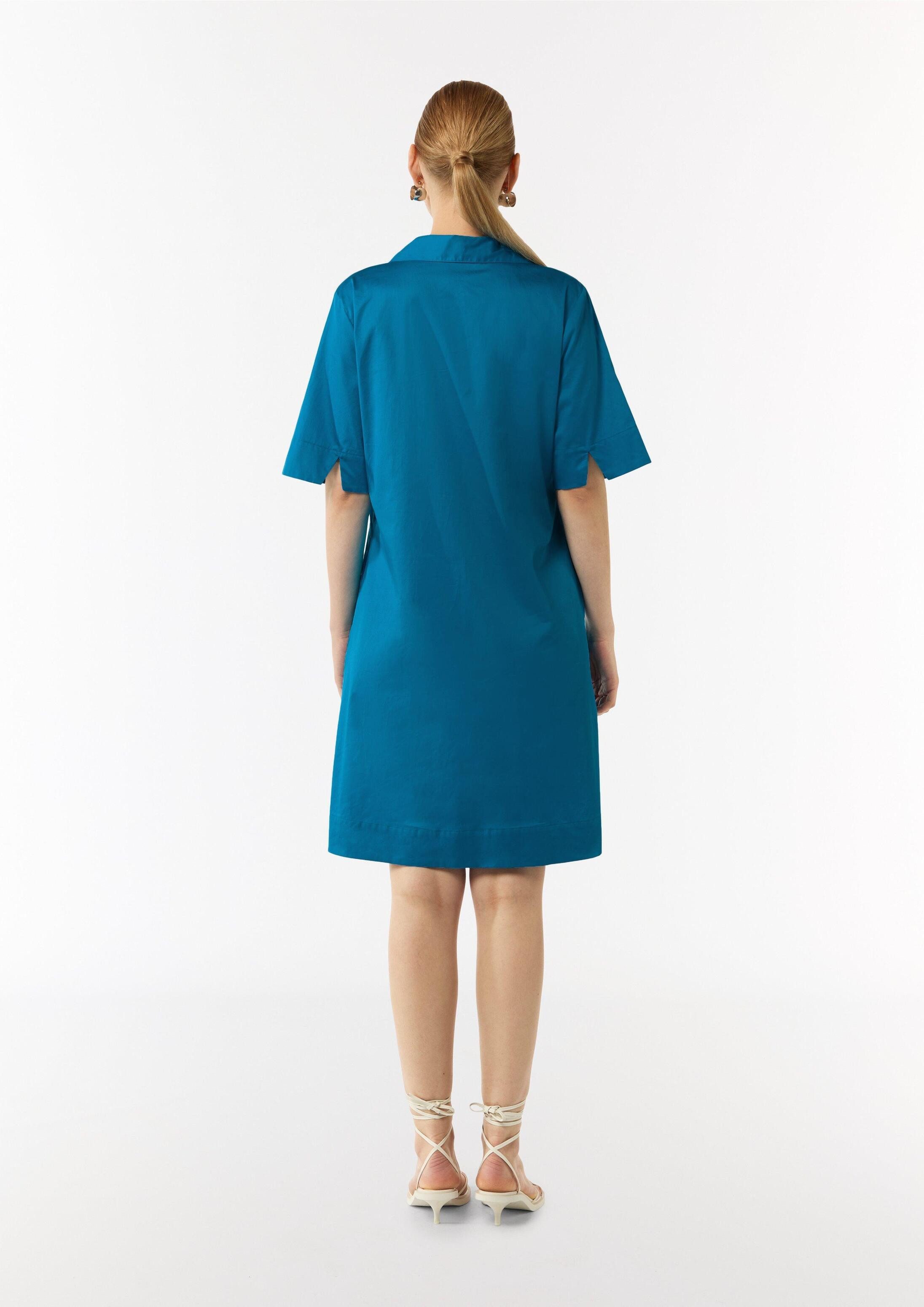 comma Minikleid Kleid Baumwollkleid mit Hemdkragen und Eingrifftaschen