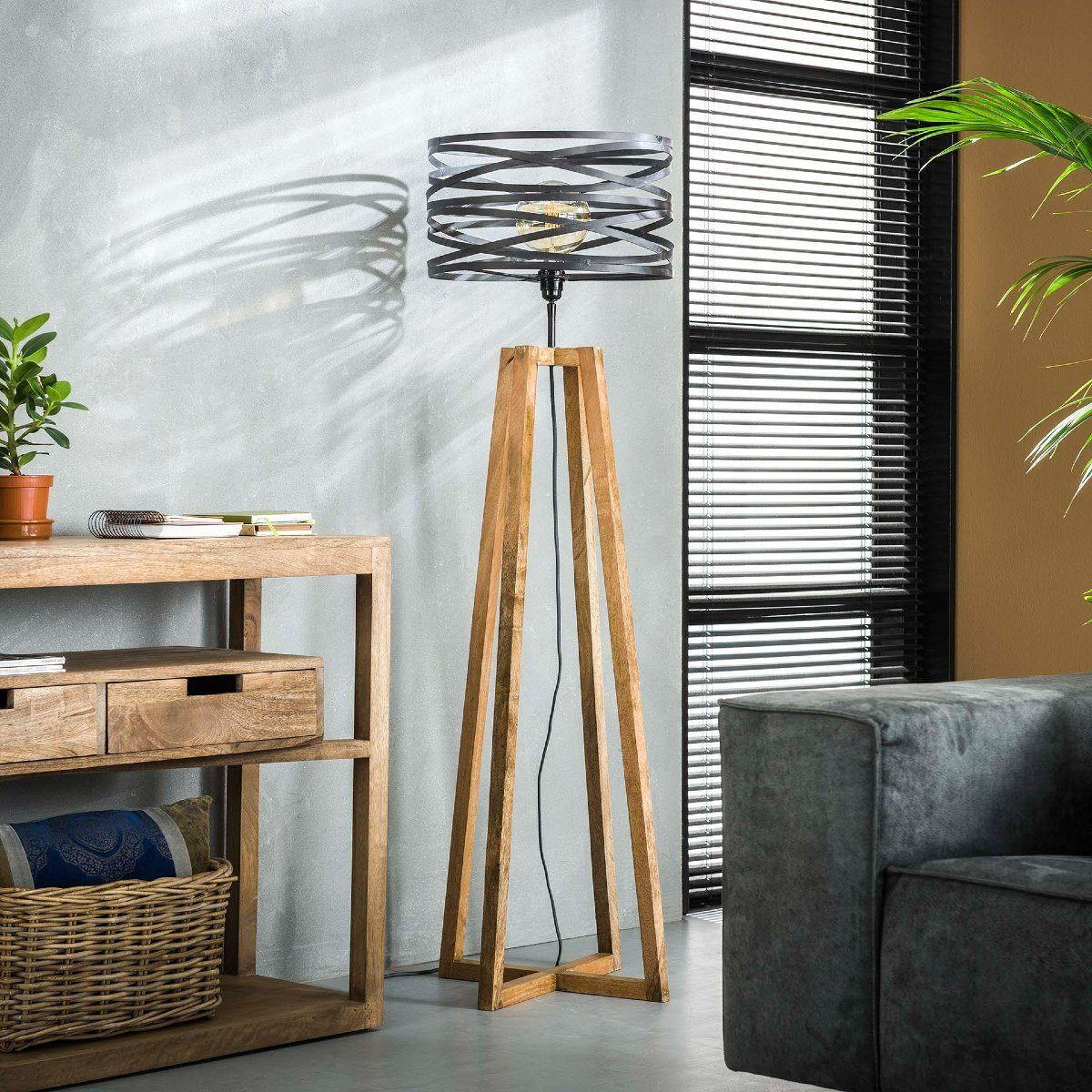 Liadomo Stehlampe Prescott, ohne Leuchtmittel, Stehlampe im rustikalen Industrial Stil
