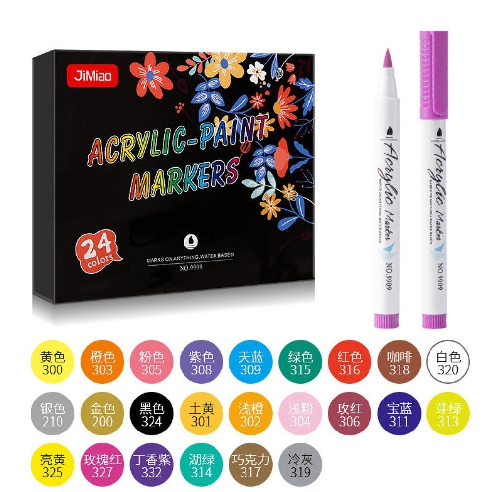 autolock Marker Acryl-Marker, Metallic Marker, (Set, 1-6mm Feiner Spitze)Marker 24 Farben