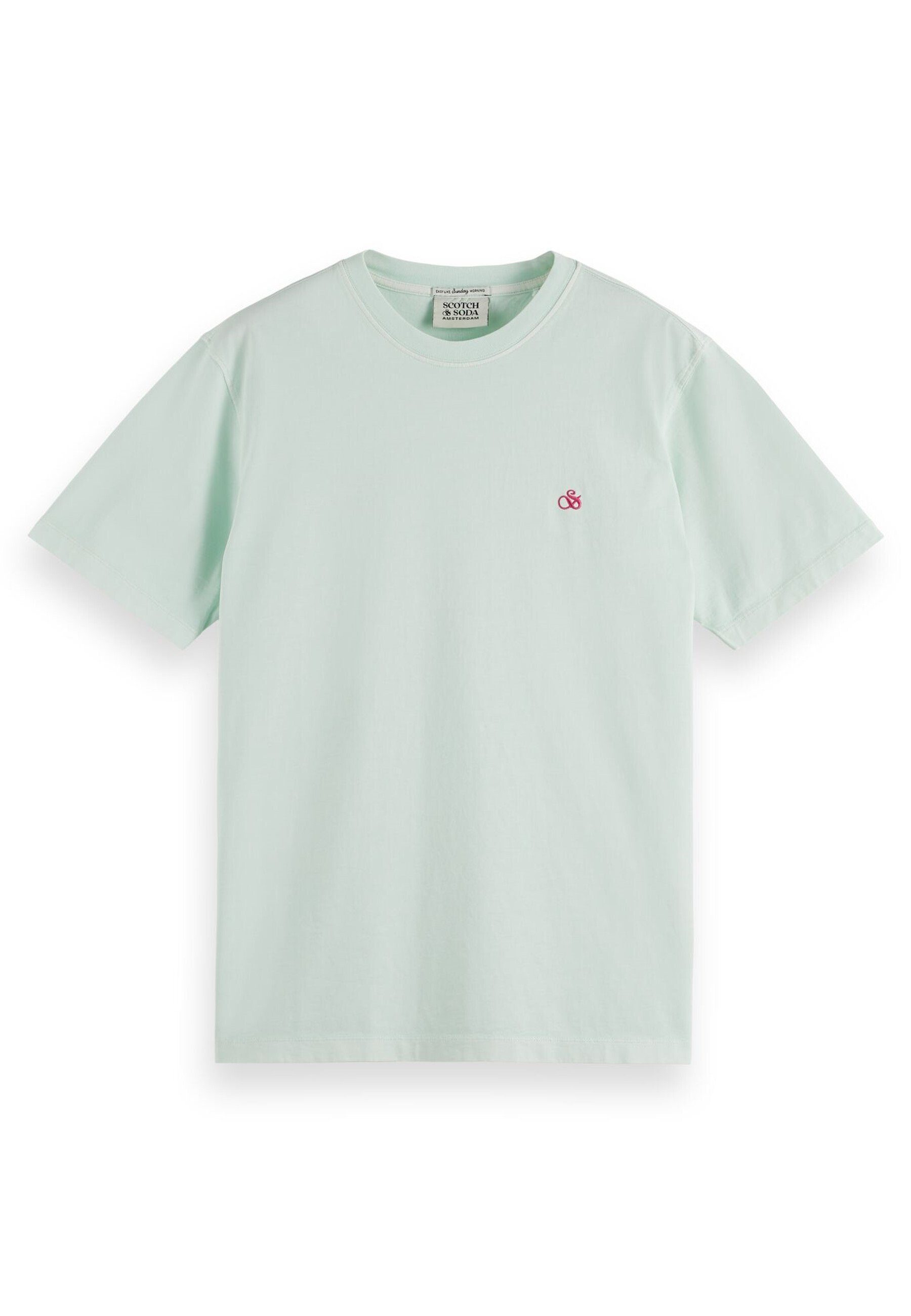Scotch & Soda T-Shirt Shirt Kurzarmshirt mit Rundhals und Logo-Stitching (1-tlg) mint
