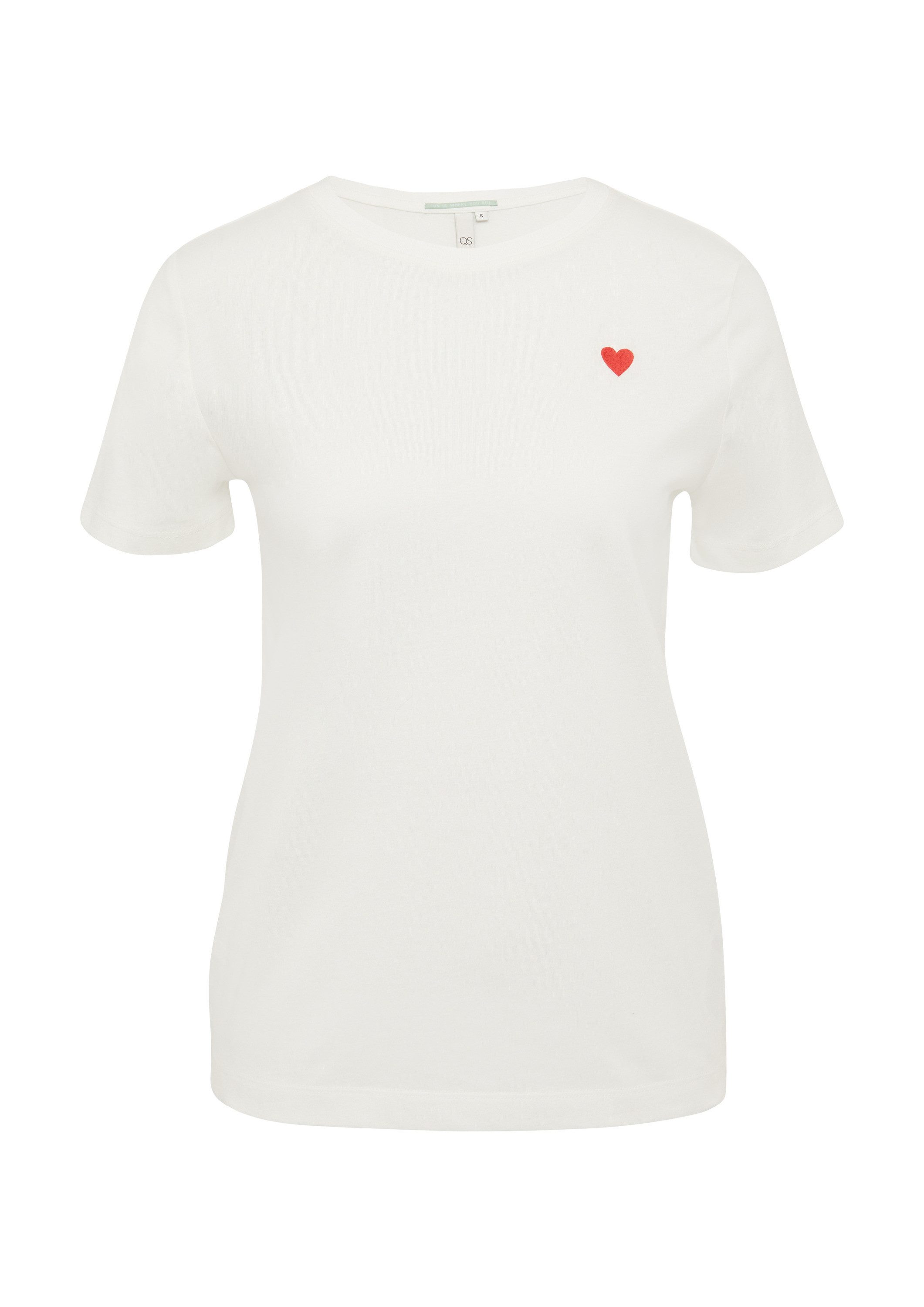 QS Kurzarmshirt T-Shirt Jerseyshirt mit Herz-Stickerei günstig online kaufen