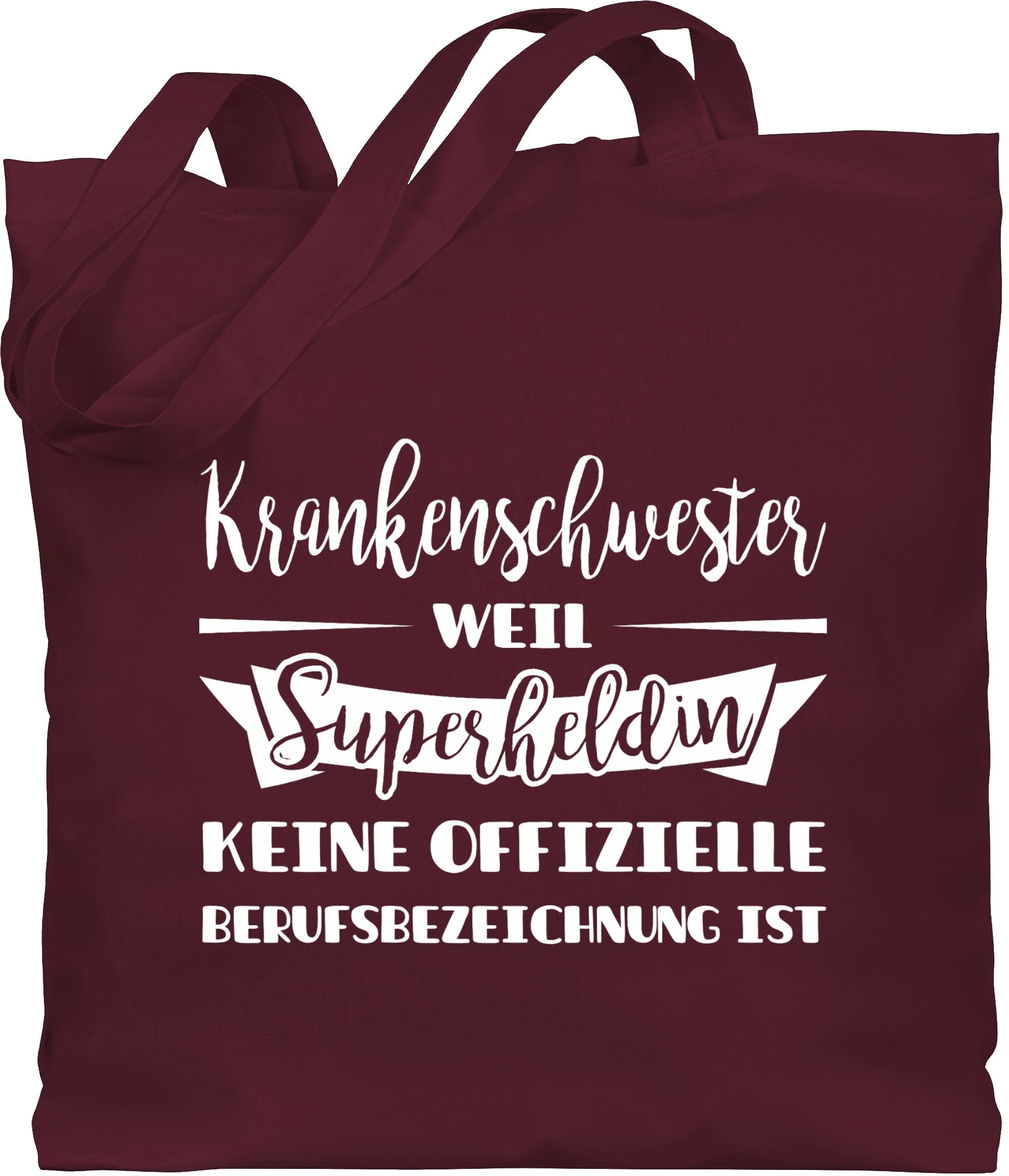 Shirtracer Umhängetasche Krankenschwester weil Superheldin keine offizielle Berufsbezeichnung i, Beruf und Job Geschenke 1 Bordeauxrot