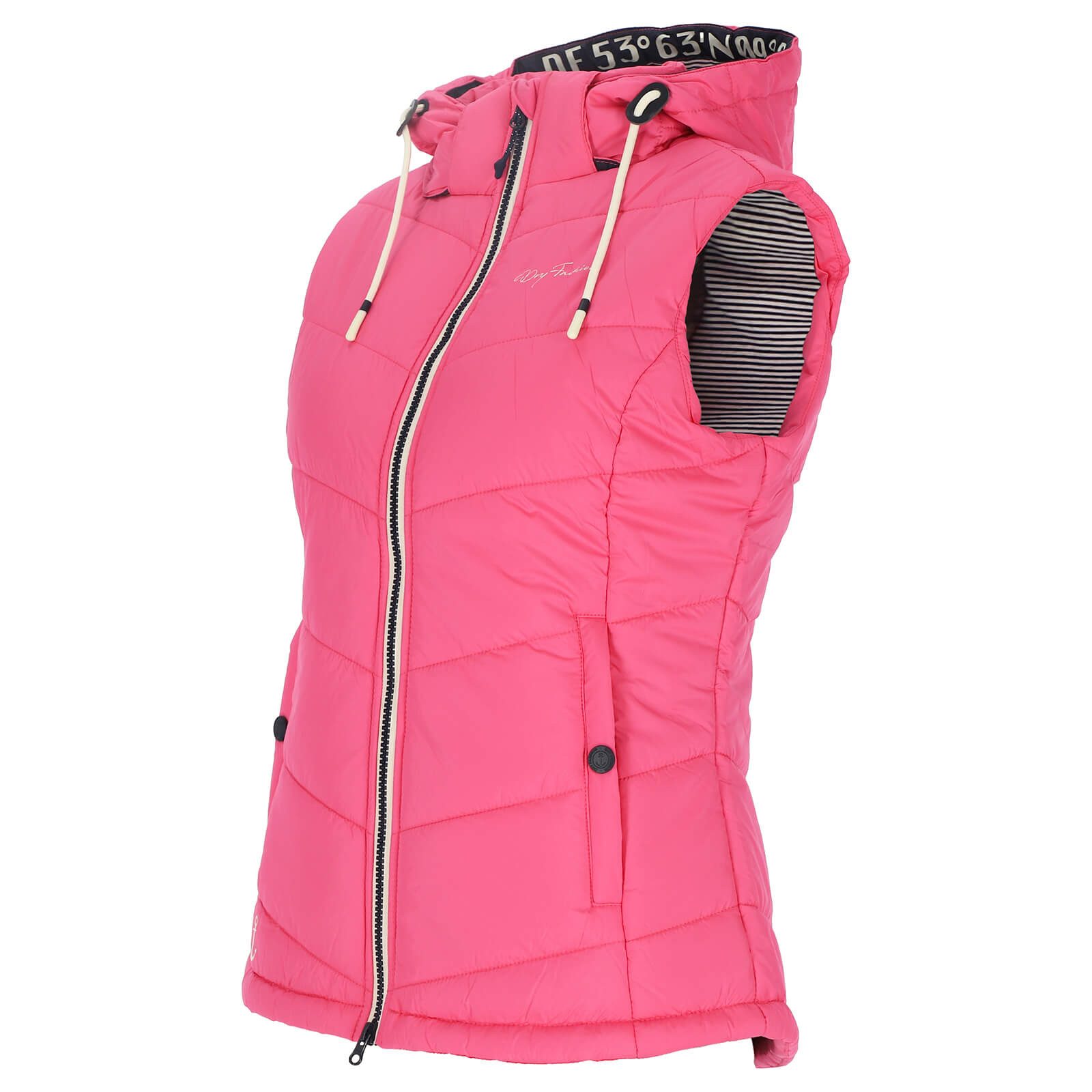 Dry Fashion Steppweste Rügen Damen Weste gesteppt Kapuze - Outdoor Damenweste Windabweisend Kapuze verstellbar & abnehmbar, 2-Wege-Reißverschluss, Seitentaschen