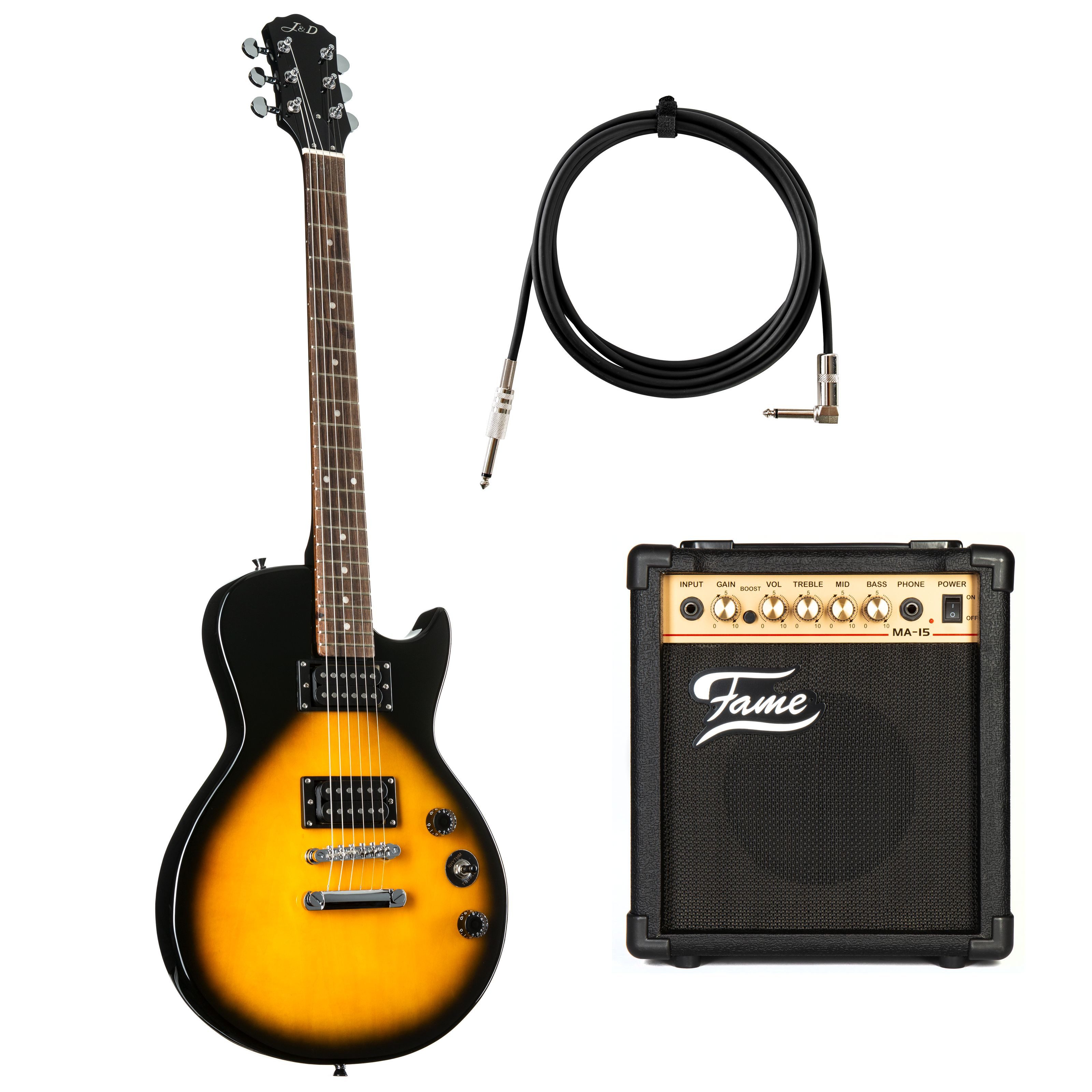 J & D E-Gitarre, E-Gitarren, E-Gitarren-Sets, L80 II VSB + MA 15 - E-Gitarren Anfänger Set