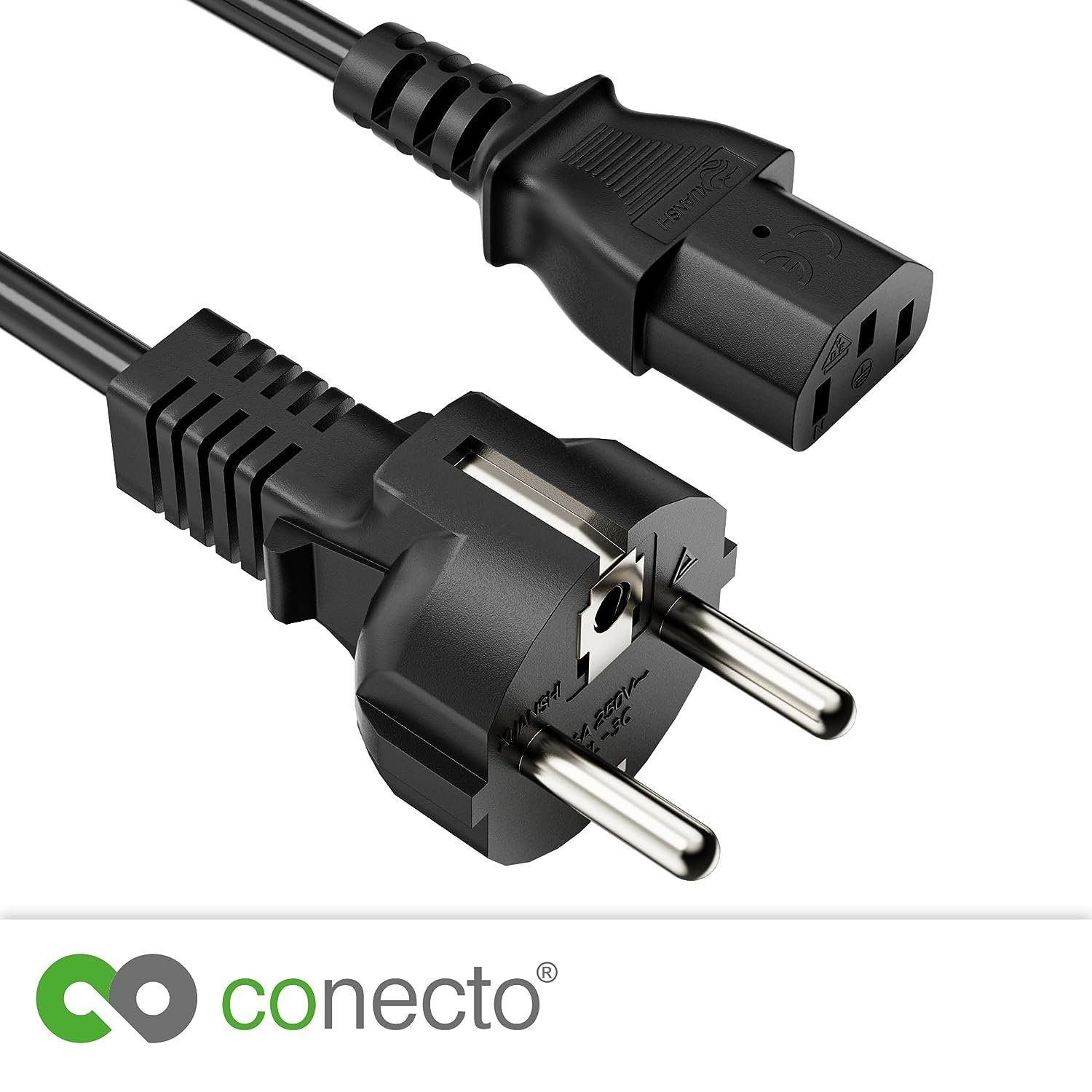 conecto conecto Strom-Kabel, Schutzkontakt-Stecker gerade auf C13 IEC-Buchse Stromkabel, (100 cm)