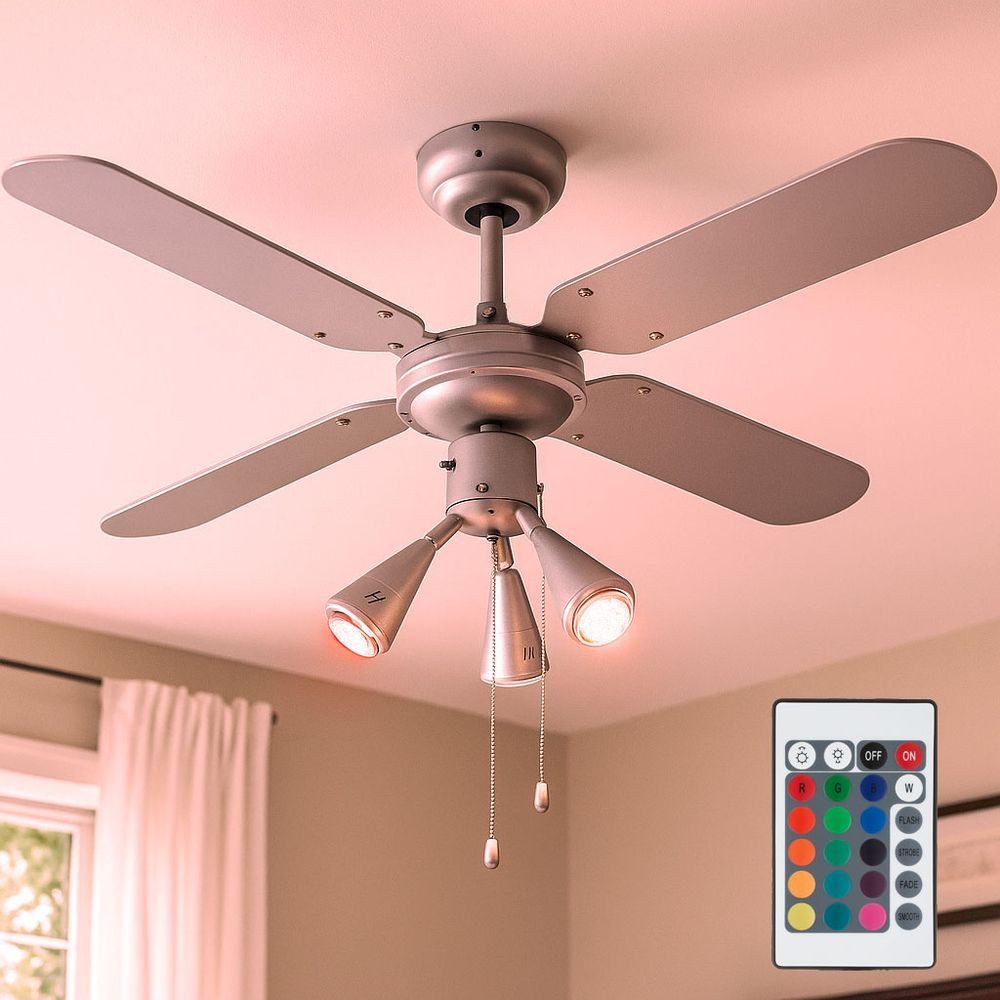etc-shop Deckenventilator, Deckenventilator Vor-Rücklauf RGB LED Zugschalter Fernbedienung dimmer