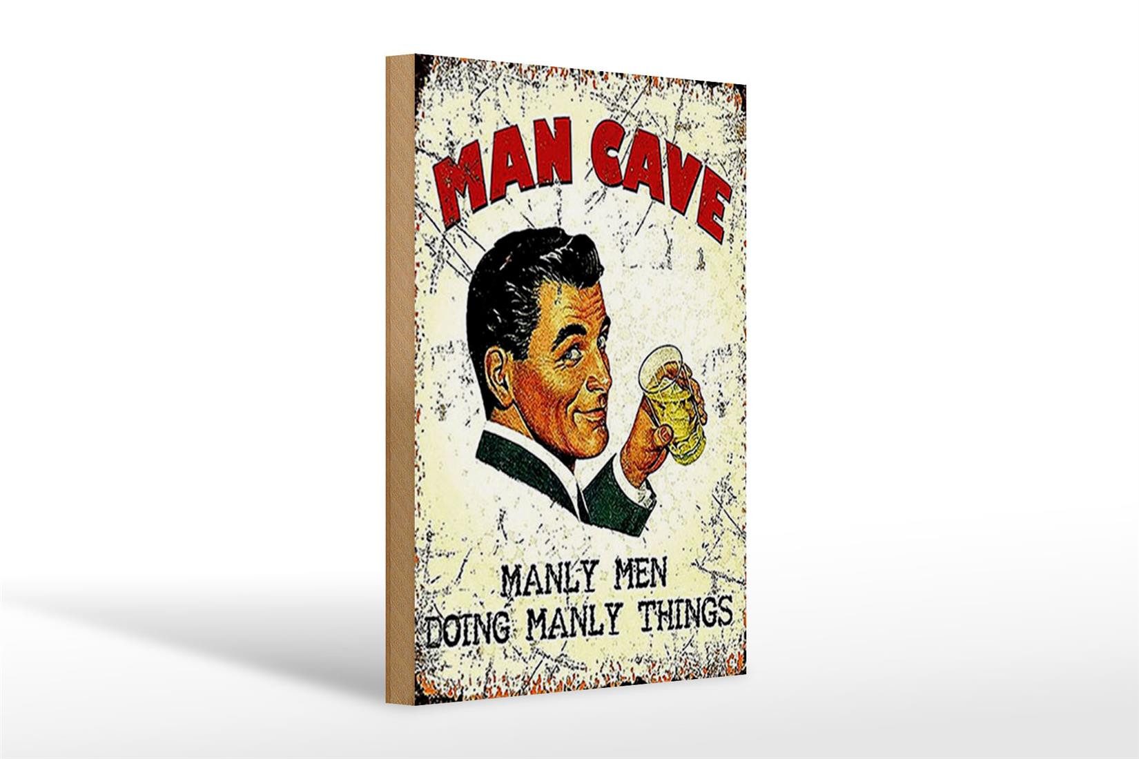 Femer GmbH Holzbild Retro 20x30cm Man Cave manly men manly things, Nostalgie Retro Altes (1 St), Glatte Holzfaserplatte (MDF), vorn beschichtet