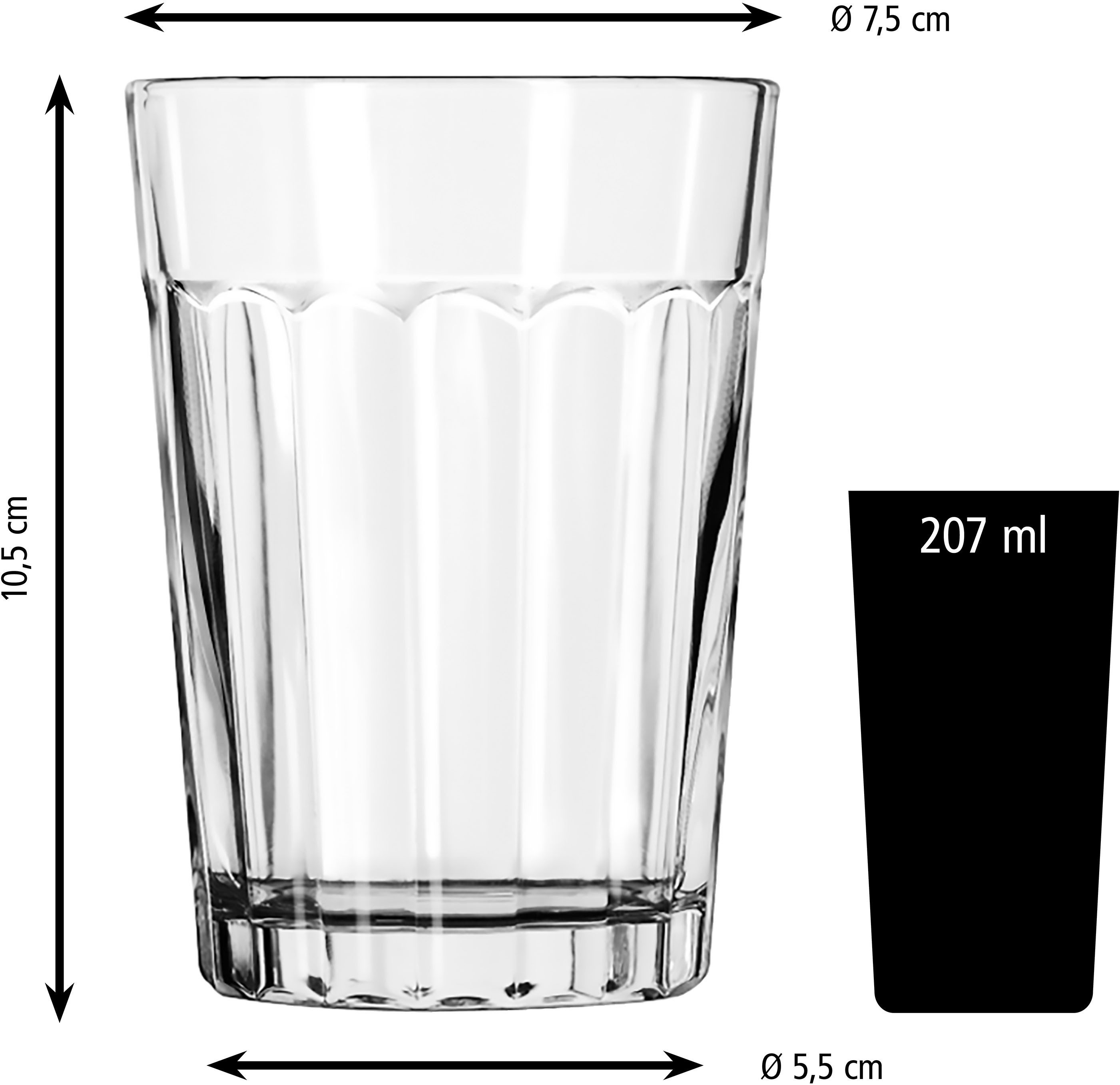 LIBBEY Gläser-Set Rocks Glas -PANELED TUMBLERS- 207 ml, Ø: 7,5 cm, H: 10,5 cm, 12er Set, 12-tlg., Glas, hochwertig verarbeitet, im modernen Design – Bild 5 von 5