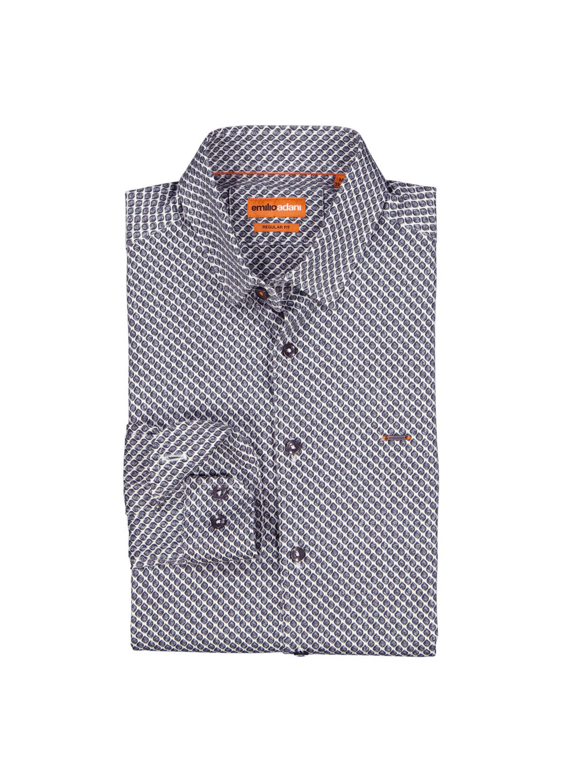 emilio adani Langarmhemd Herren Langarm-Hemd satiniert, Hellgrau