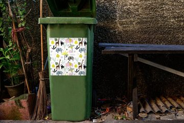 MuchoWow Wandsticker Dschungel - Elefant - Affe (1 St), Mülleimer-aufkleber, Mülltonne, Sticker, Container, Abfalbehälter
