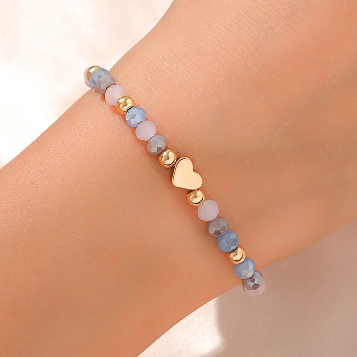 Armband Buntes Perlenarmband mit Herz Anhänger