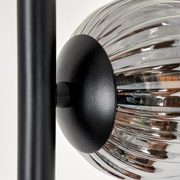 hofstein Stehlampe Stehlampe aus Metall/Riffelglas in Schwarz/Rauch, ohne Leuchtmittel, Leuchte mit Glasschirmen(10cm, 12cm),Schalter,3xG9, ohne Leuchtmittel