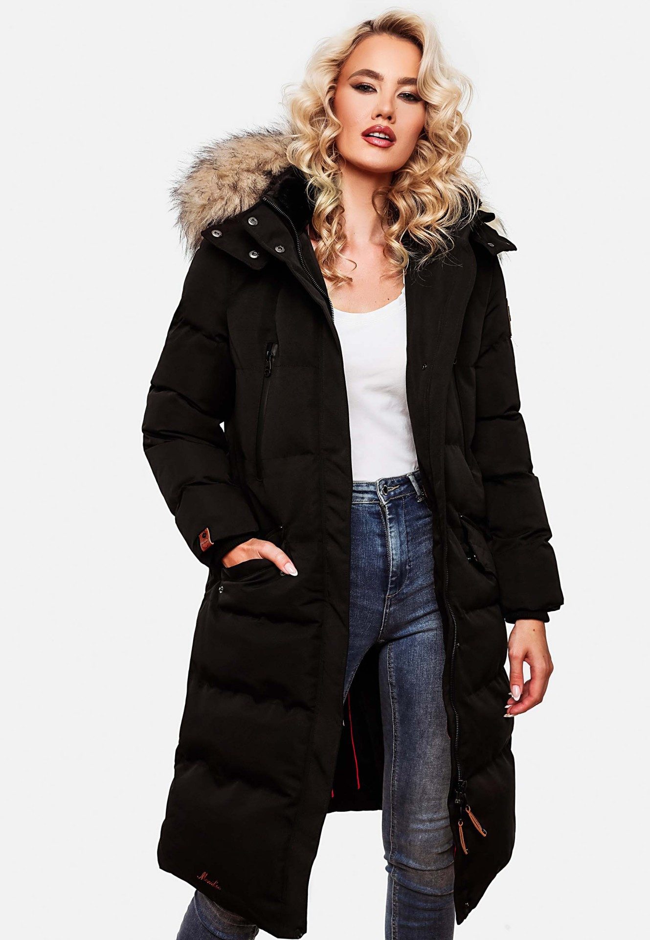 Marikoo Schneejacke Marikoo Schneesternchen Damen Winter Steppjacke B890 langer Parka mit abnehmbarer Kapuze – Bild 4 von 5