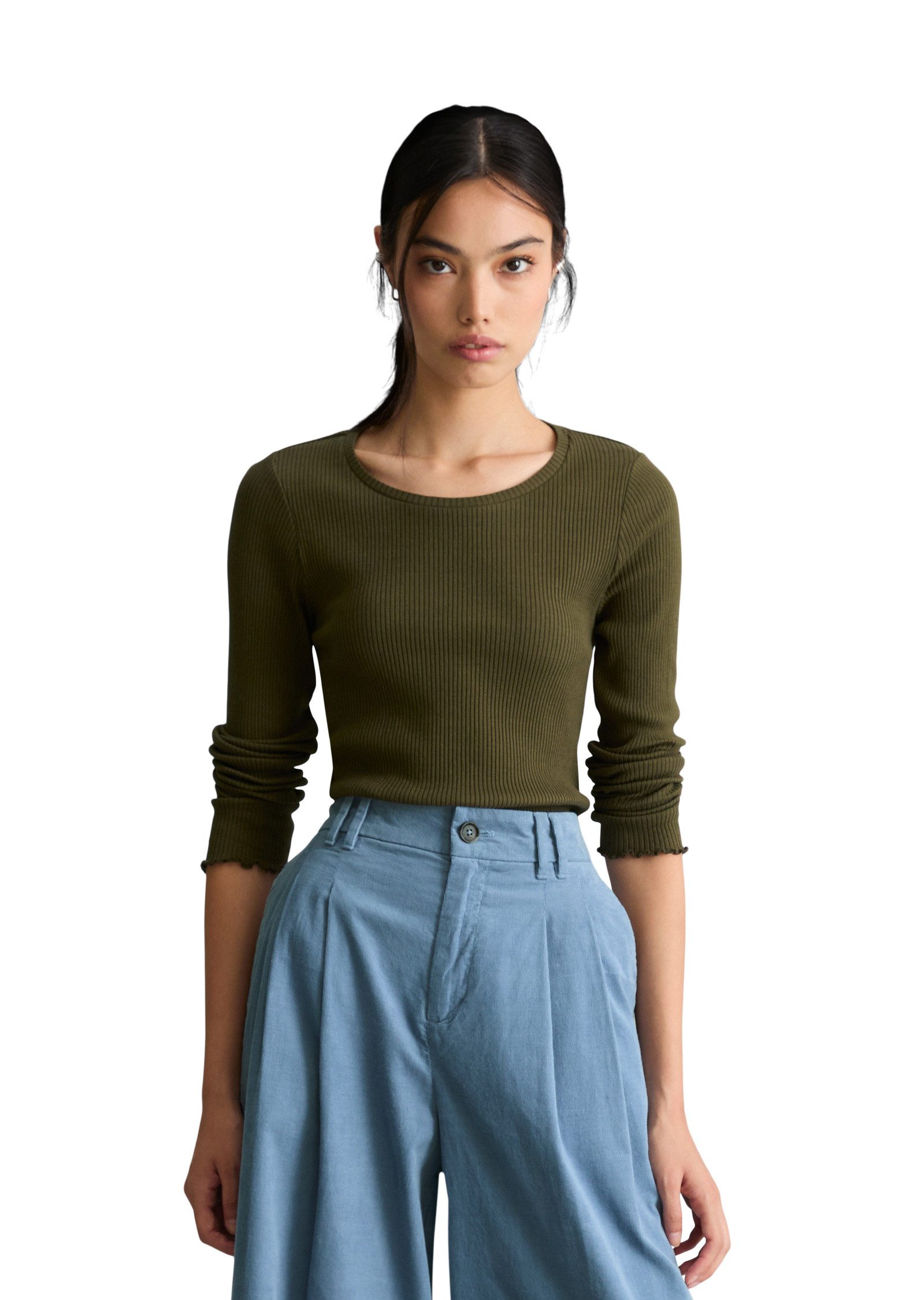 Marc O'Polo DENIM Langarmshirt aus Organic-Cotton-Stretch