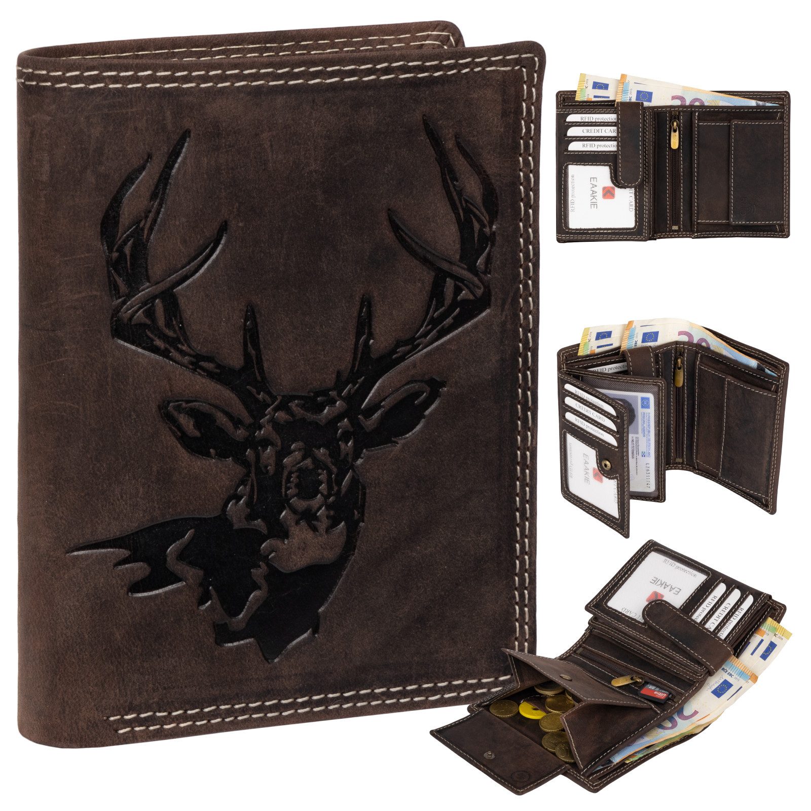 EAAKIE Geldbörse RFID Büffel Echt Leder günstig online kaufen