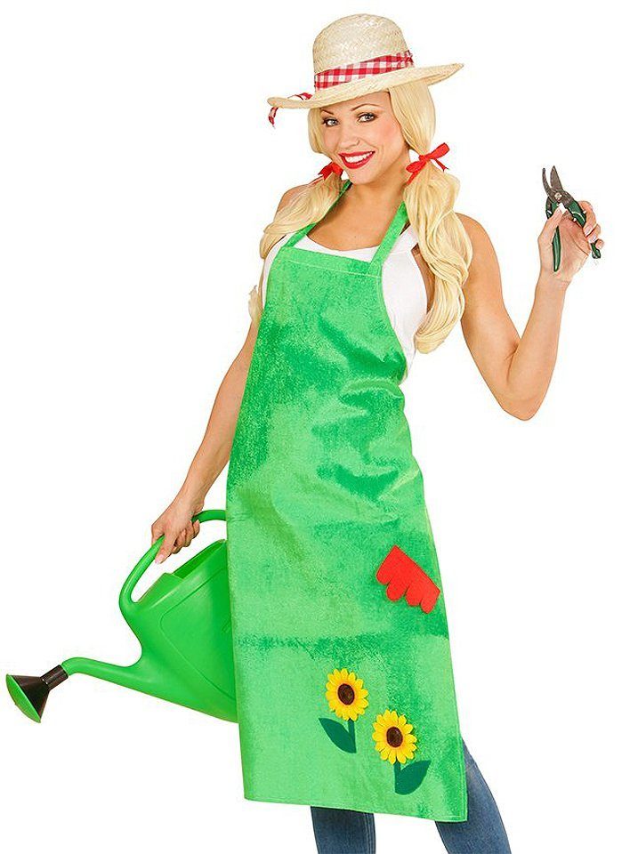 Widdmann Kostüm Gärtnerschürze für Damen Fasching Karnevalskostüm, Schicke grüne Schürze für Leute mit grünem Daumen