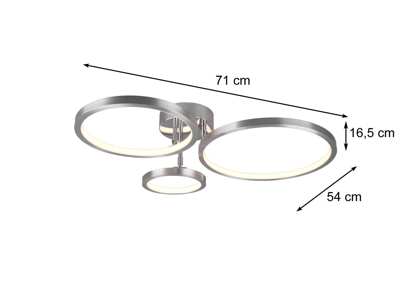 meineWunschleuchte LED Deckenleuchte Ringe schwenkbar, Breite 71cm, Dimmfunktion, LED fest integriert, Warmweiß, große Wohnzimmer Deckenlampe modern dimmbar übe – Bild 3 von 5
