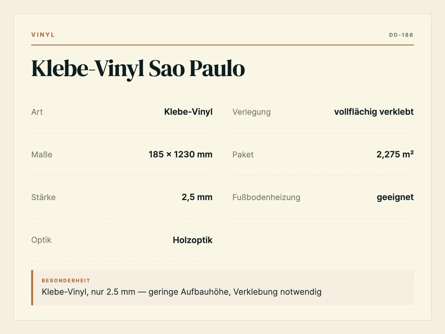 DielenDealer Vinylboden Musterstück Klebe-Vinyl Sao Paulo, Hell, Holzoptik (ca. 19 × 28 cm)