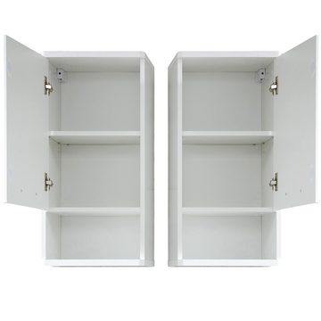 Lomadox Hängeschrank MANACOR-19 Badezimmer in weiß mit weiß Hochglanz, B/H/T ca. 37/76/28 cm