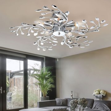 etc-shop LED Deckenleuchte, Leuchtmittel inklusive, Decken Strahler Wohn Ess Zimmer Beleuchtung Blätter Chrom