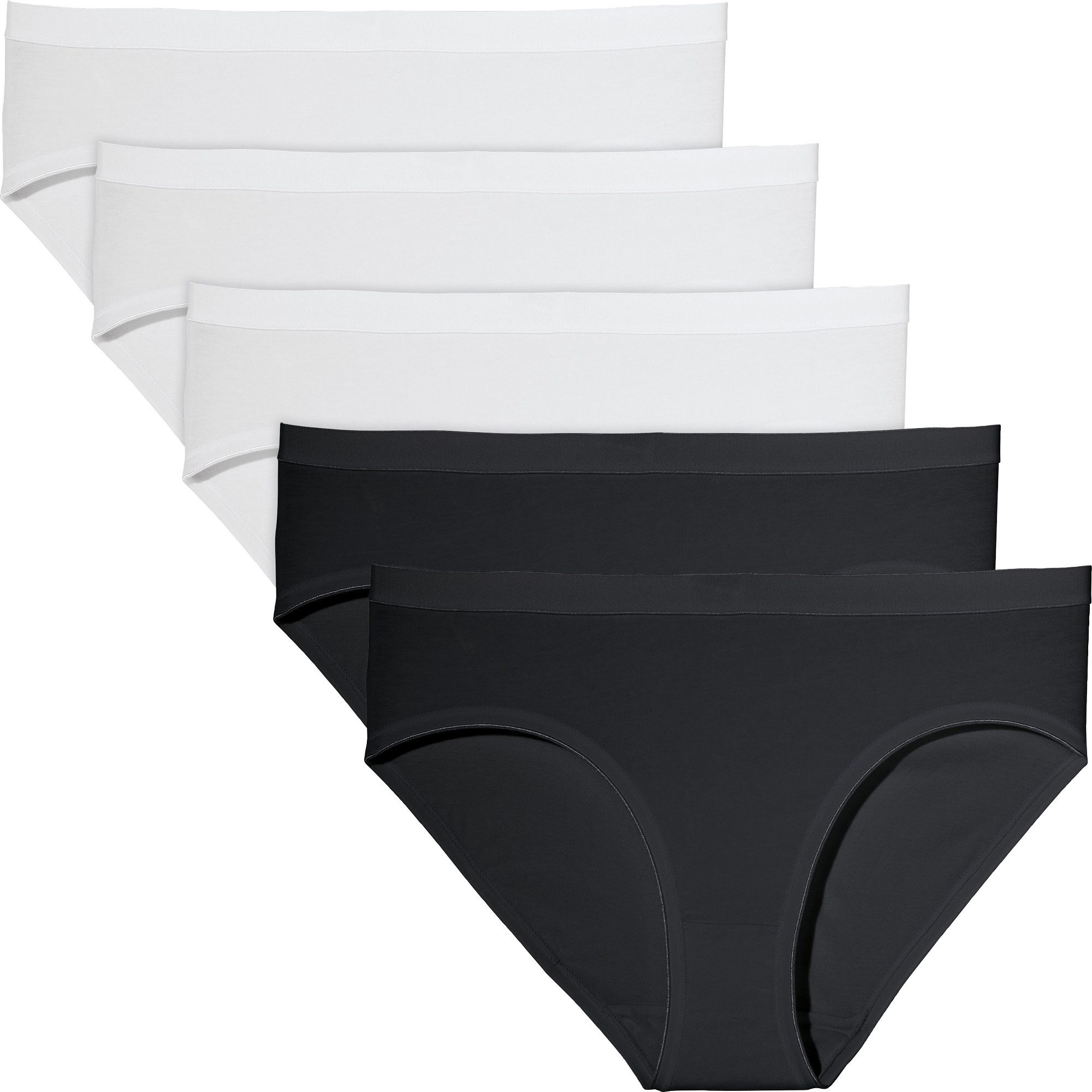 REDBEST Slip Damen-Slip 5er-Pack Single-Jersey Uni: 3x weiß, 2x schwarz