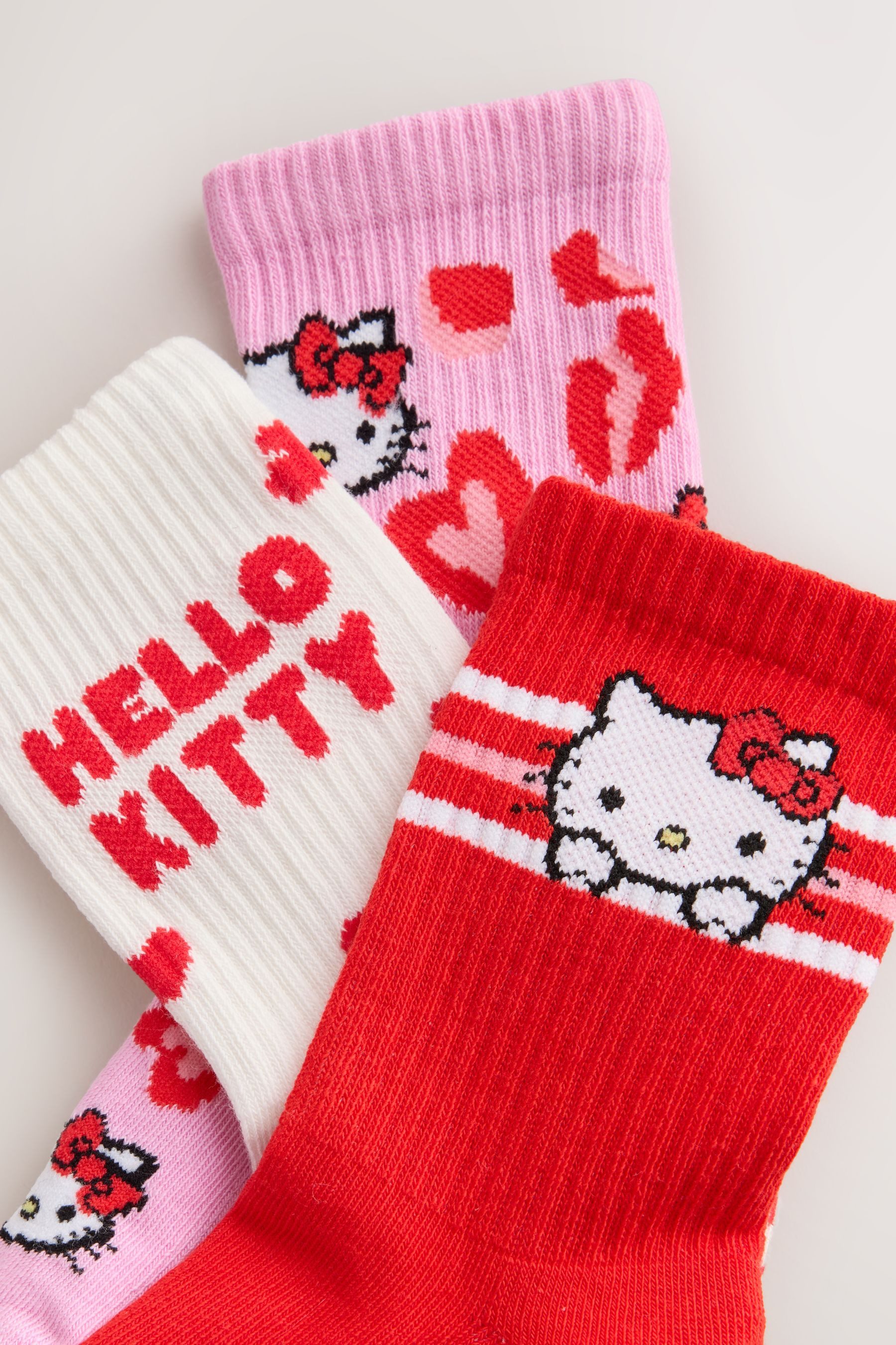 Next Kurzsocken Hello Kitty Gerippte Söckchen Polstersohle, 3 Stk. (3-Paar)
