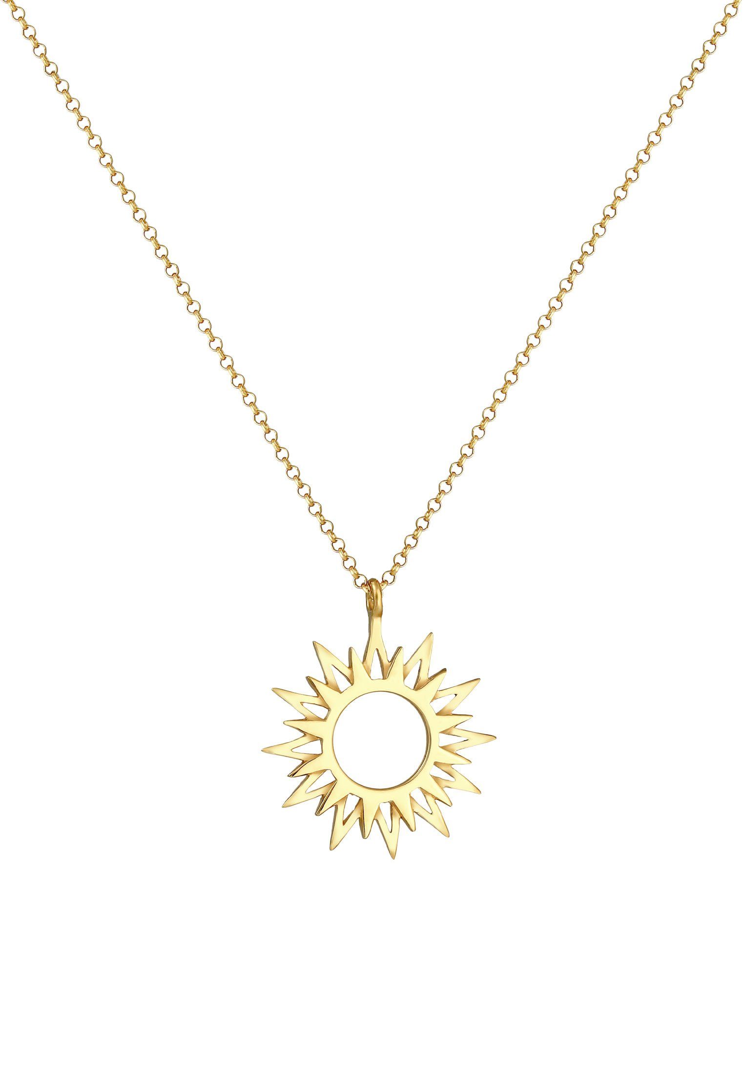 mit Gold Astro 925 Symbol Silber Kette Sonne Elli Anhänger Strahlen Sun