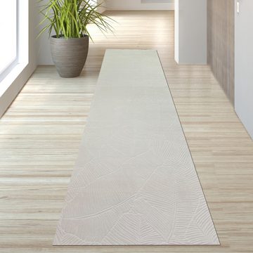 Teppich Schöner weicher Teppich mit Blattmuster in creme, TeppichHome24, rechteckig