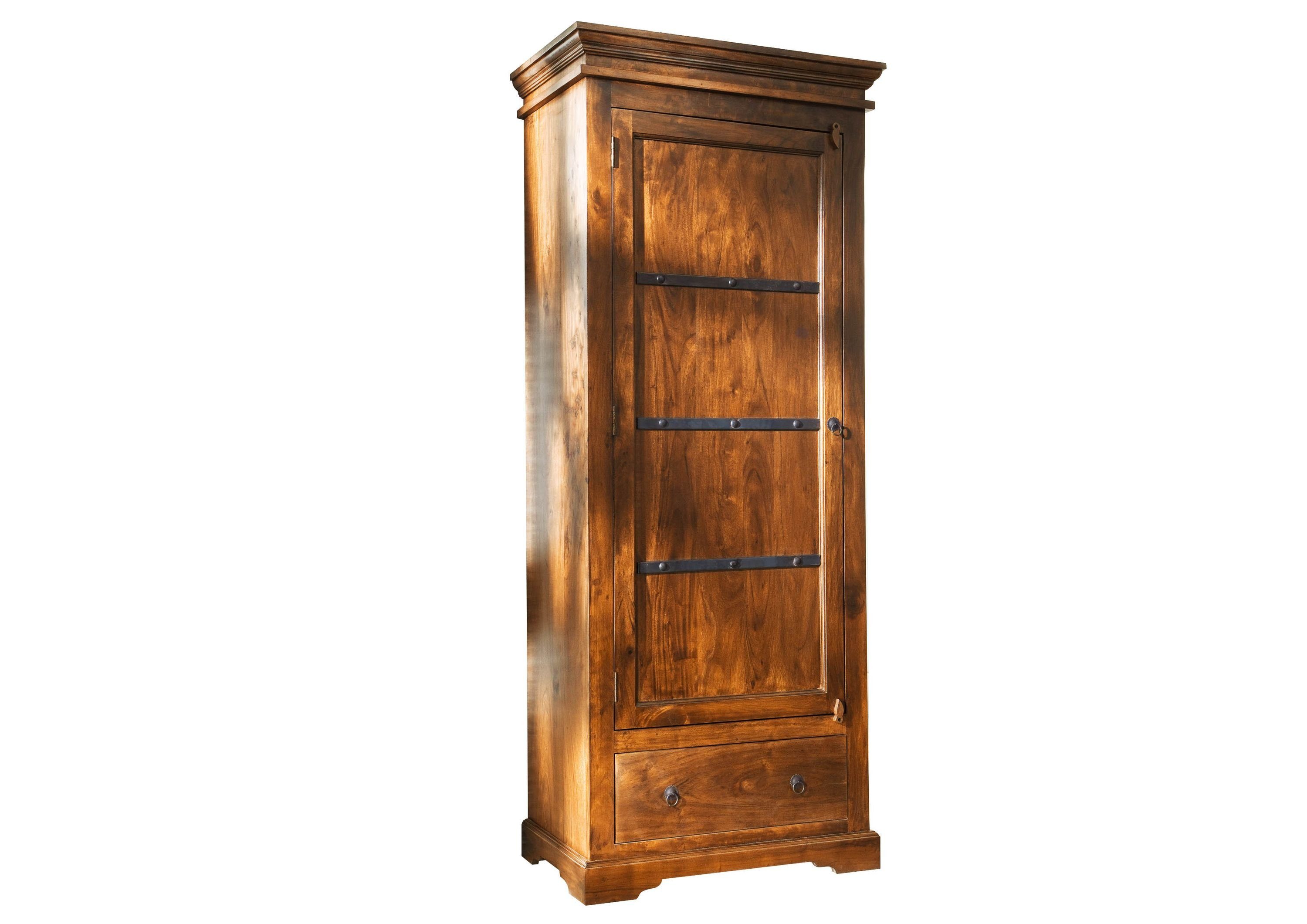 Massivmoebel24 Dreh-/Schwebetürenschrank Schrank Akazie 80x40x193 hellbraun #0900 OXFORD honig lackiert