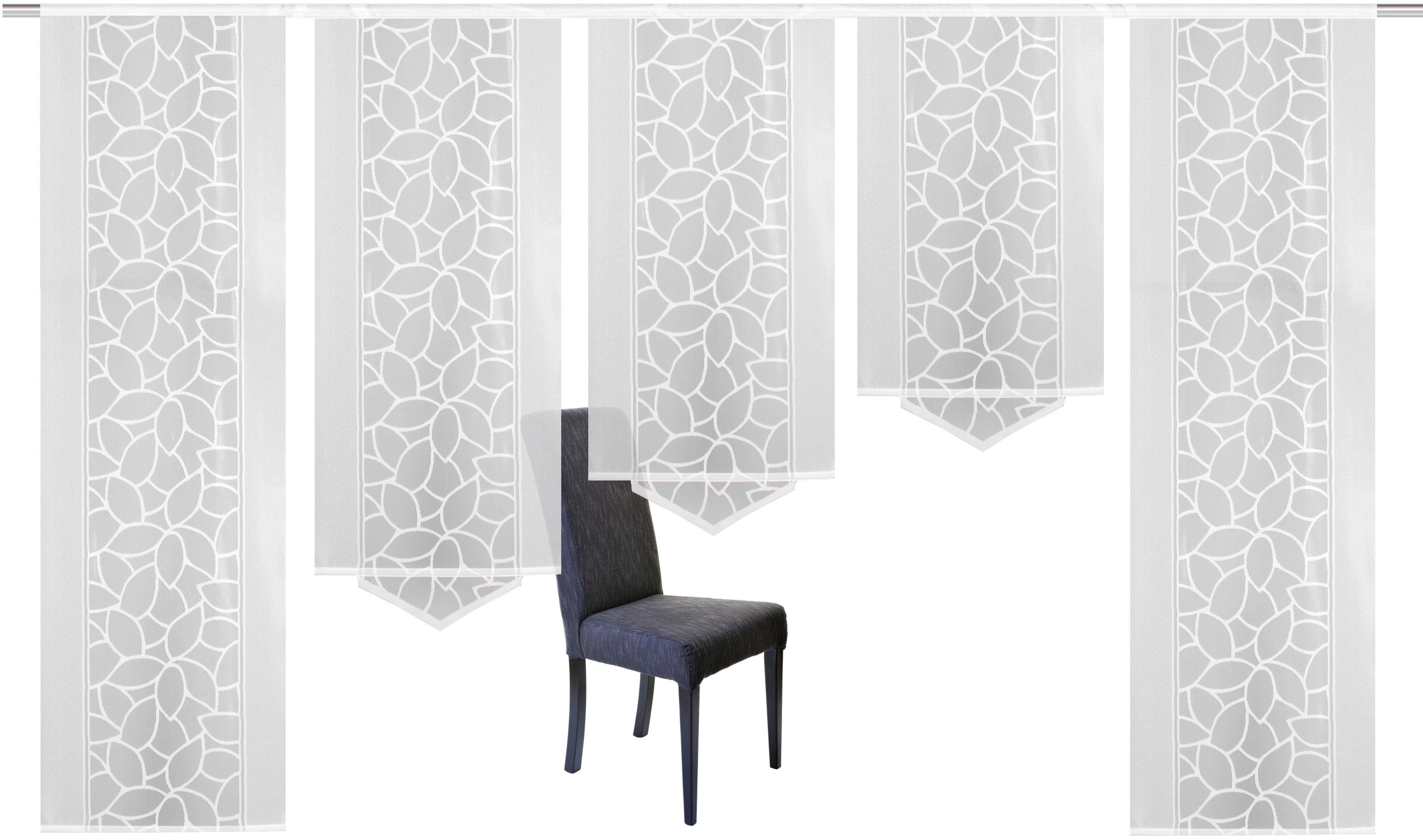 HOME WOHNIDEEN Schiebegardine JENNA (5 St), Klettband, halbtransparent, Schiebevorhang Jacquard Set