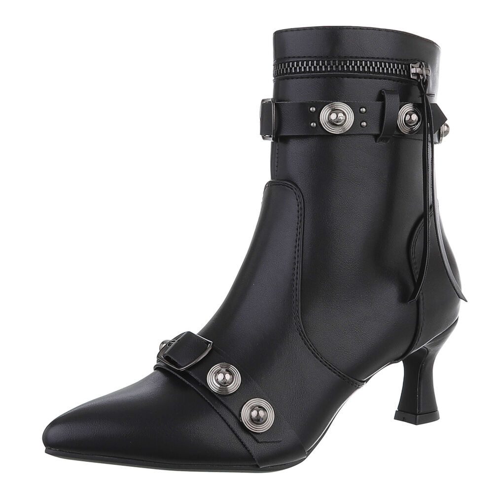 Ital-Design Damen Abendschuhe Party & Clubwear Stiefelette (87740199) Pfennig-/Stilettoabsatz Stiefeletten in Schwarz