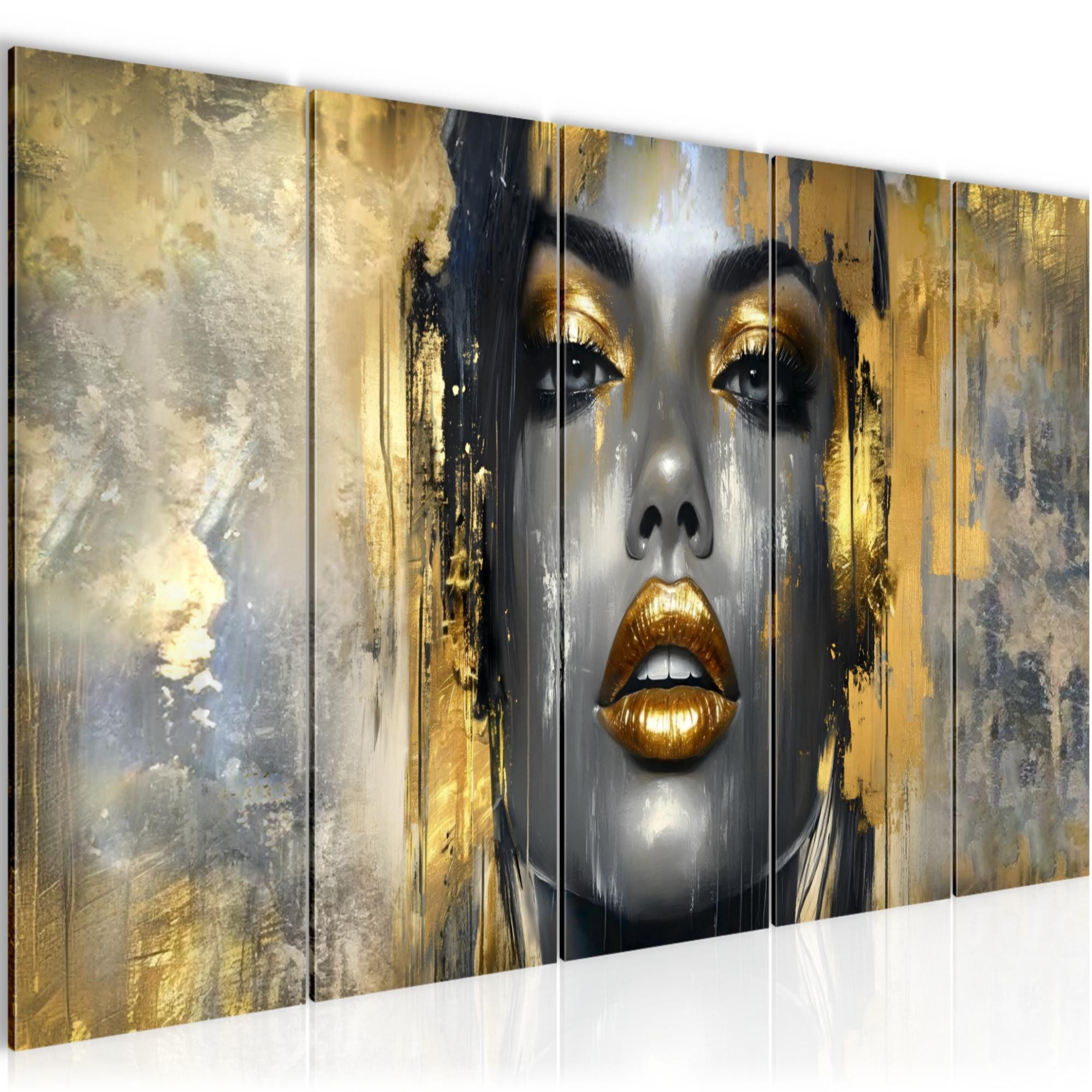 Runa Art Wandbild XXL Fashion Frau Schwarz Gold Made in Germany 052855a, 200L x 80B cm