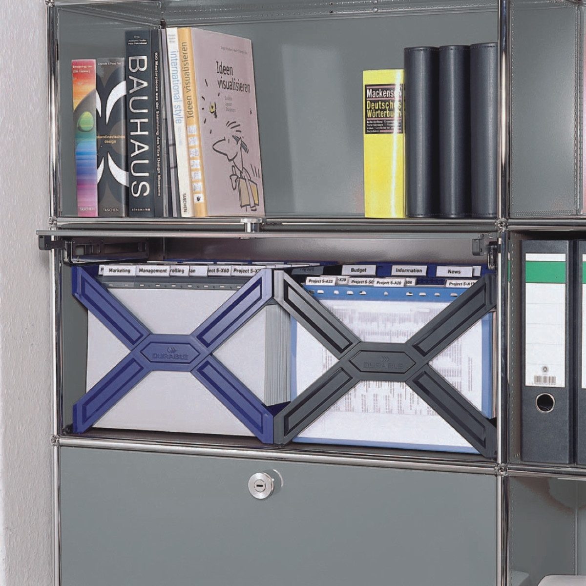DURABLE Aufbewahrungsbox Hängekorb Carry plus für ca. 30 Mappen blau