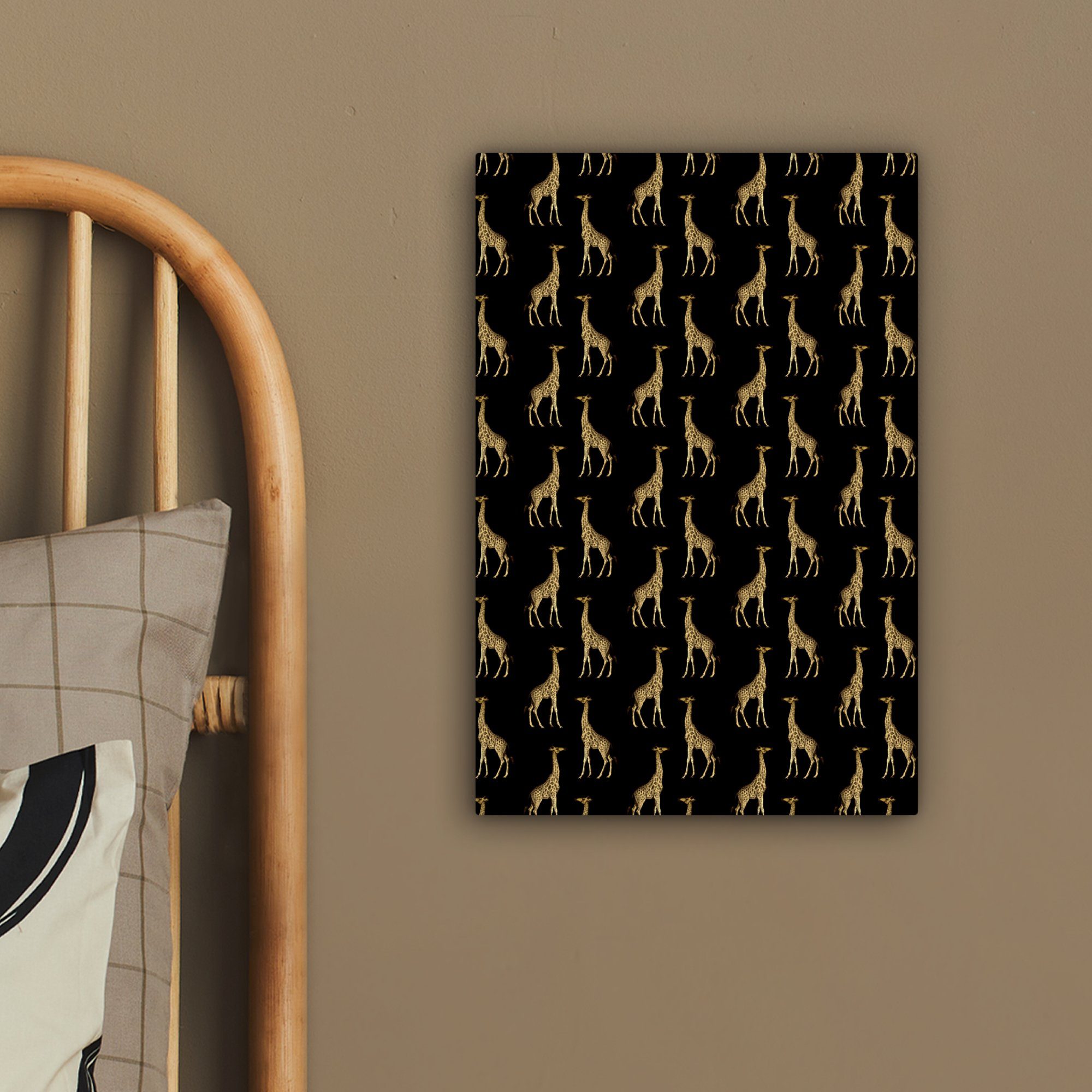 OneMillionCanvasses® Leinwandbild Leinwandbild St), - fertig bespannt Tiere - Gold Muster (1 Giraffe, cm - Gemälde, inkl. 20x30 Zackenaufhänger