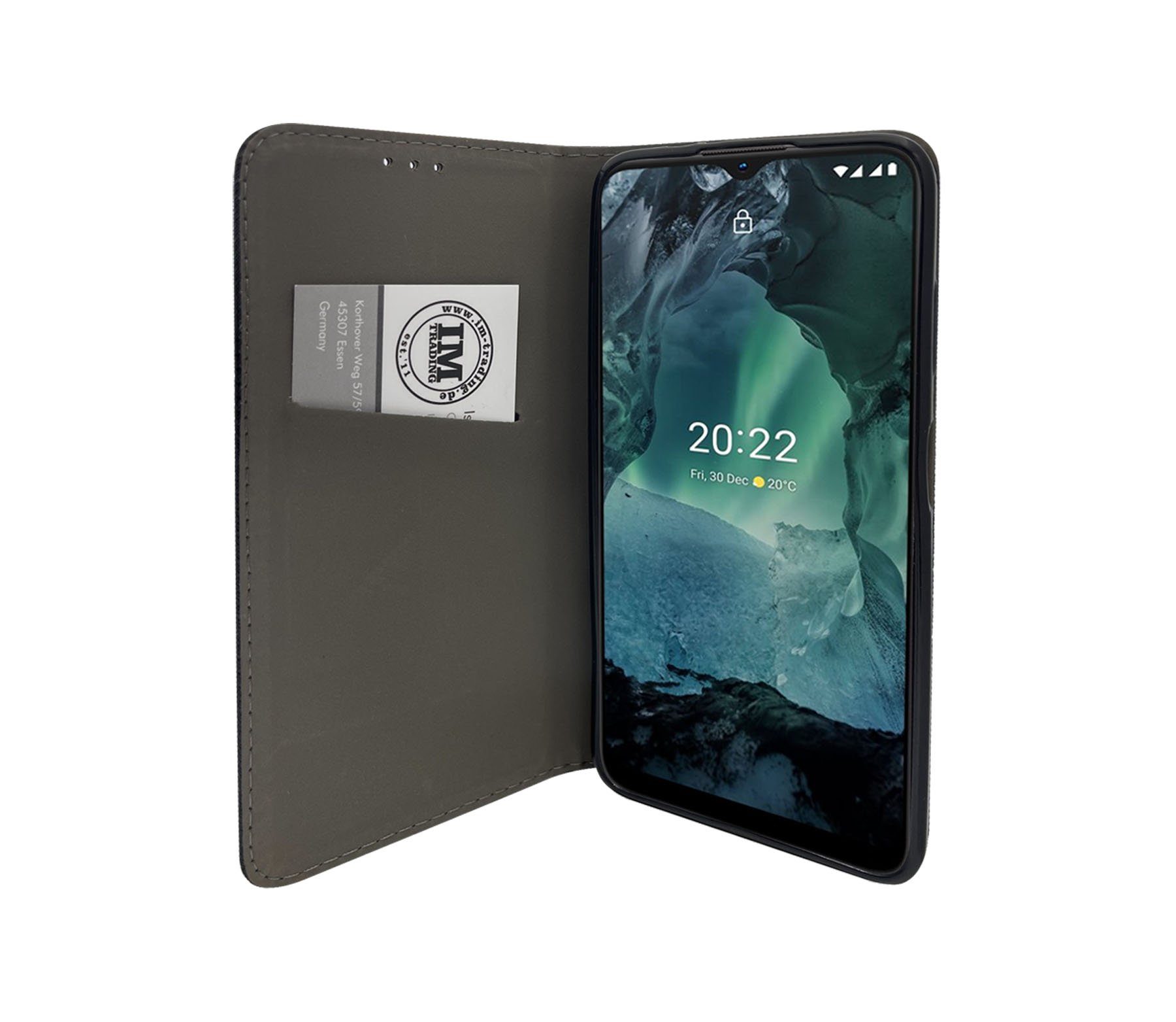 cofi1453 Handyhülle Buch Tasche "Smart" für NOKIA G21 4G Schwarz 6,5 Zoll, Kunstleder Schutzhülle Handy Wallet Case Cover mit Kartenfächern, Stan