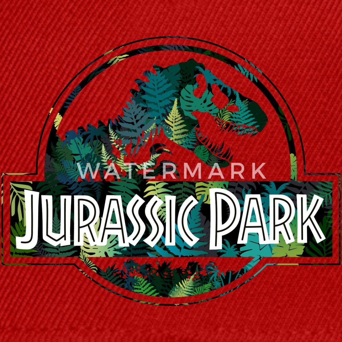Spreadshirt Snapback Cap Jurassic Park Logo Mit T-Rex Blätter Design Snapback Cap (1-St)