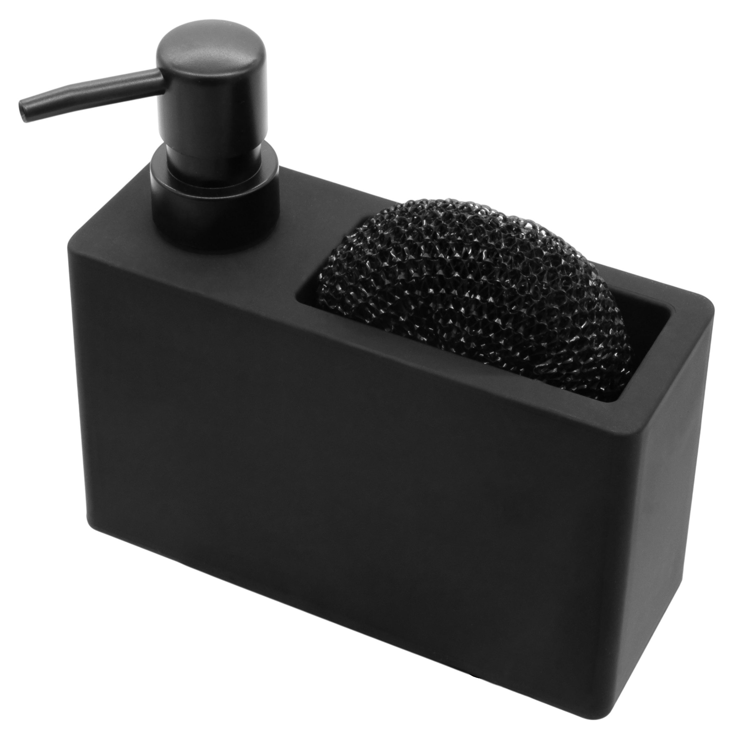 Spetebo Seifenspender schwarz matt nachfüllbar 320 ml mit Schwamm - 16 x 10 cm, (Anzahl, 1-tlg., Stück), Praktische Schwamm-Halterung – Bild 4 von 5